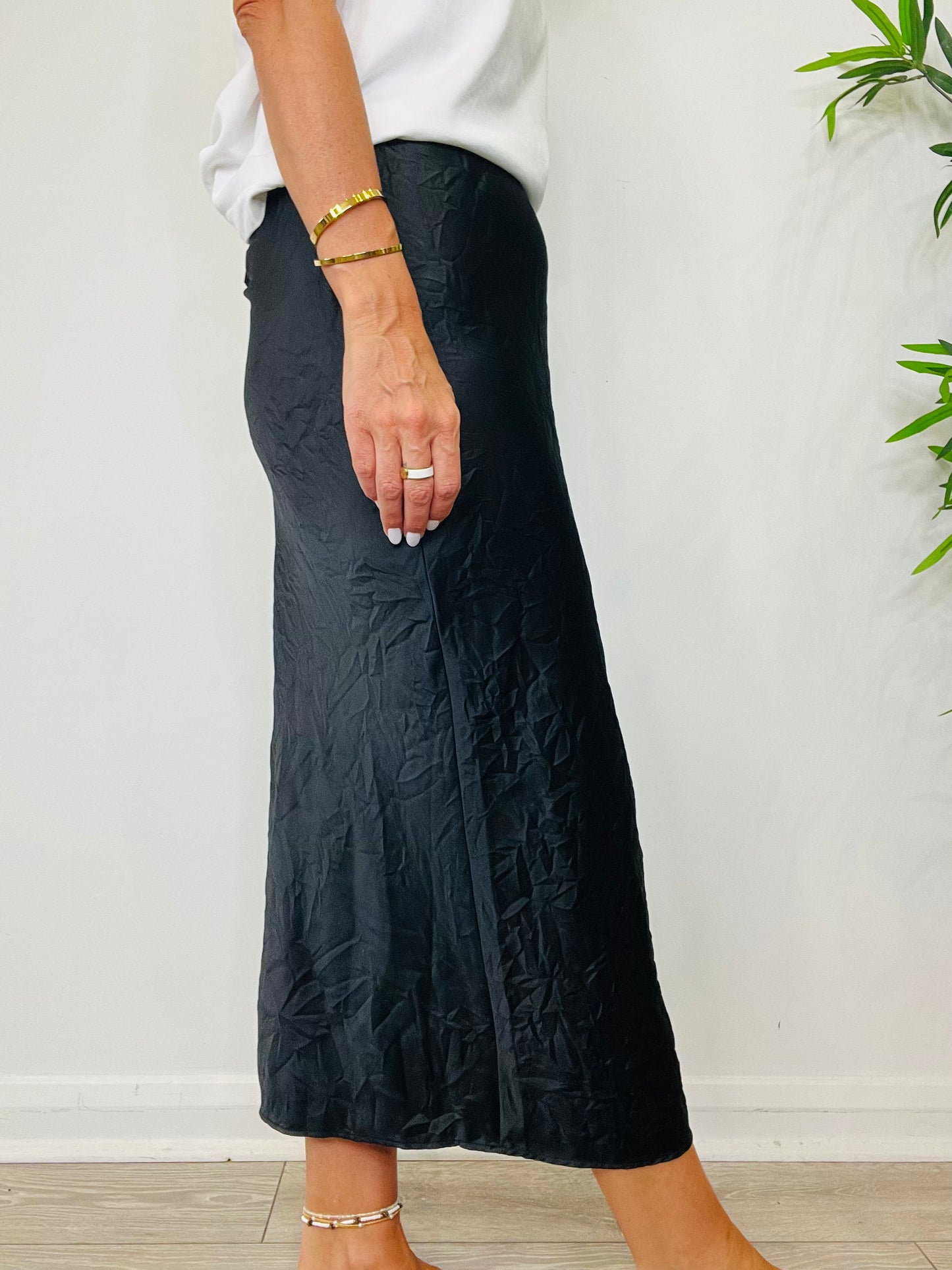 Crinkle Satin Skirt - Size 40