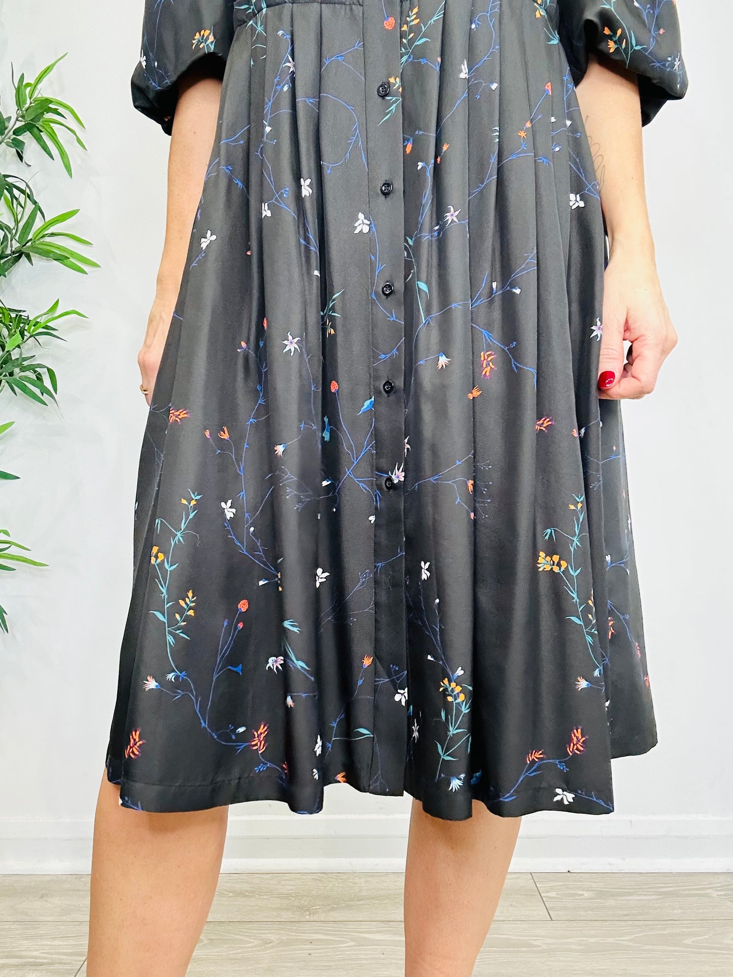 Floral Silk Dress - Size 34