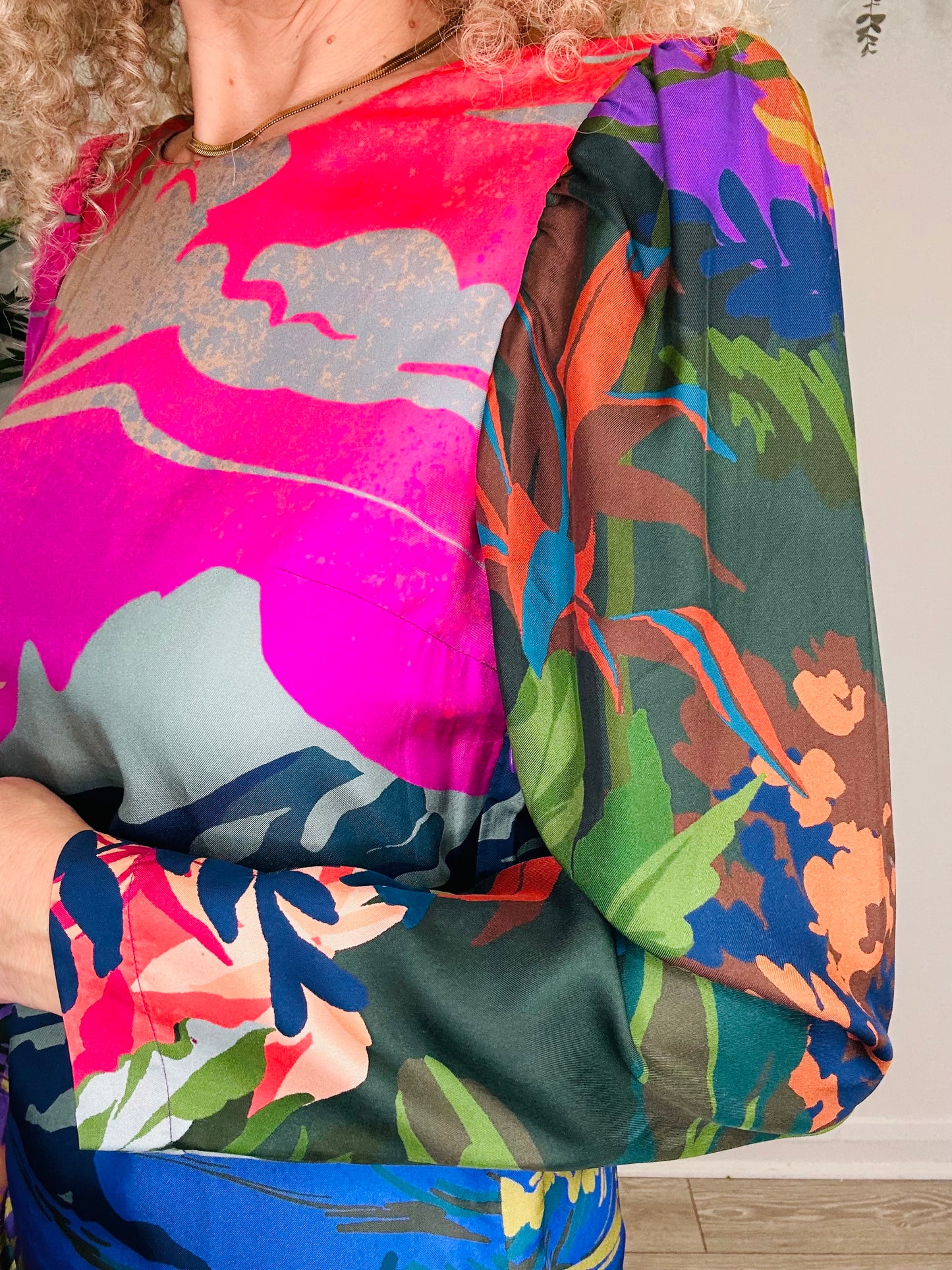 Patterned Silk Dress - Size 34