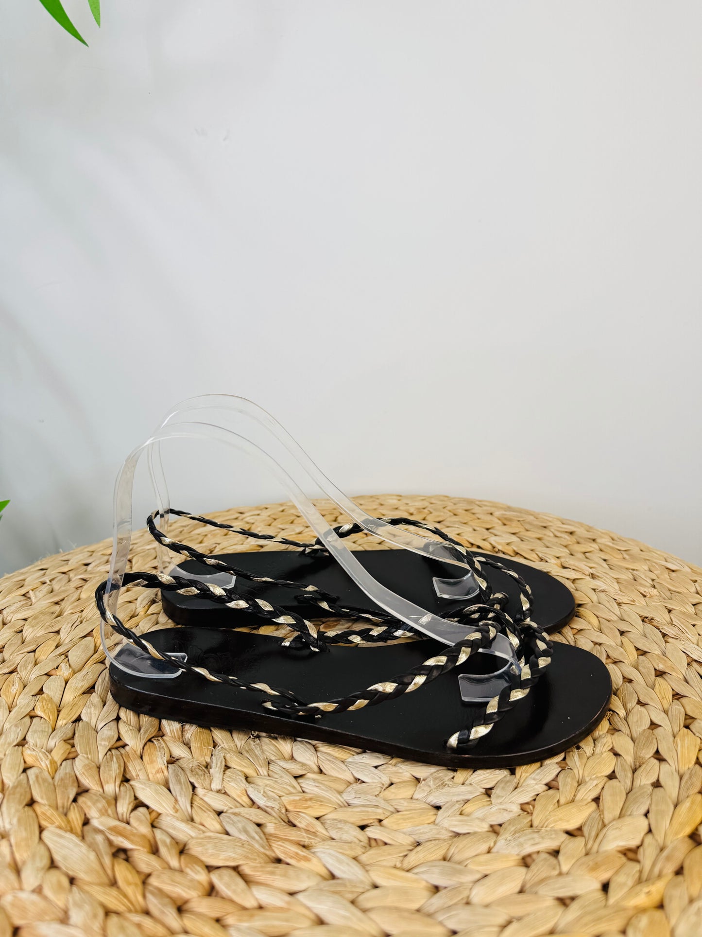 Braided Leather Sandals - Size 38