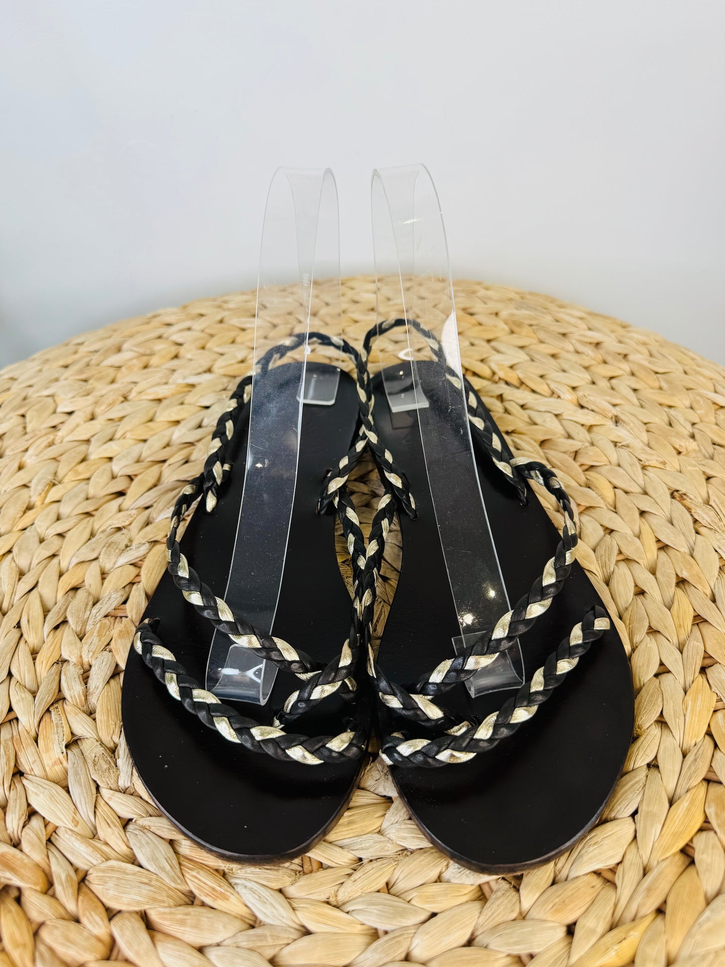 Braided Leather Sandals - Size 38