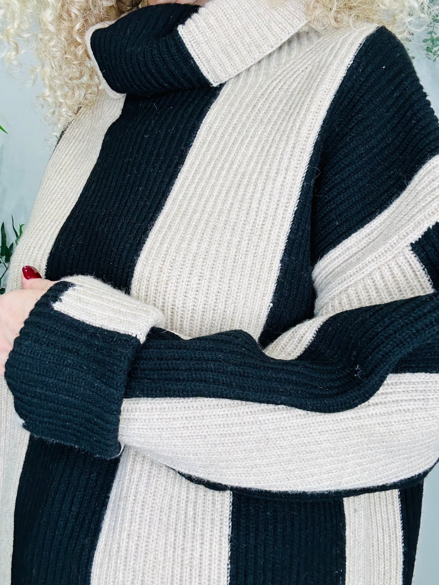 Ribbed Roll Neck Jumper - Size M