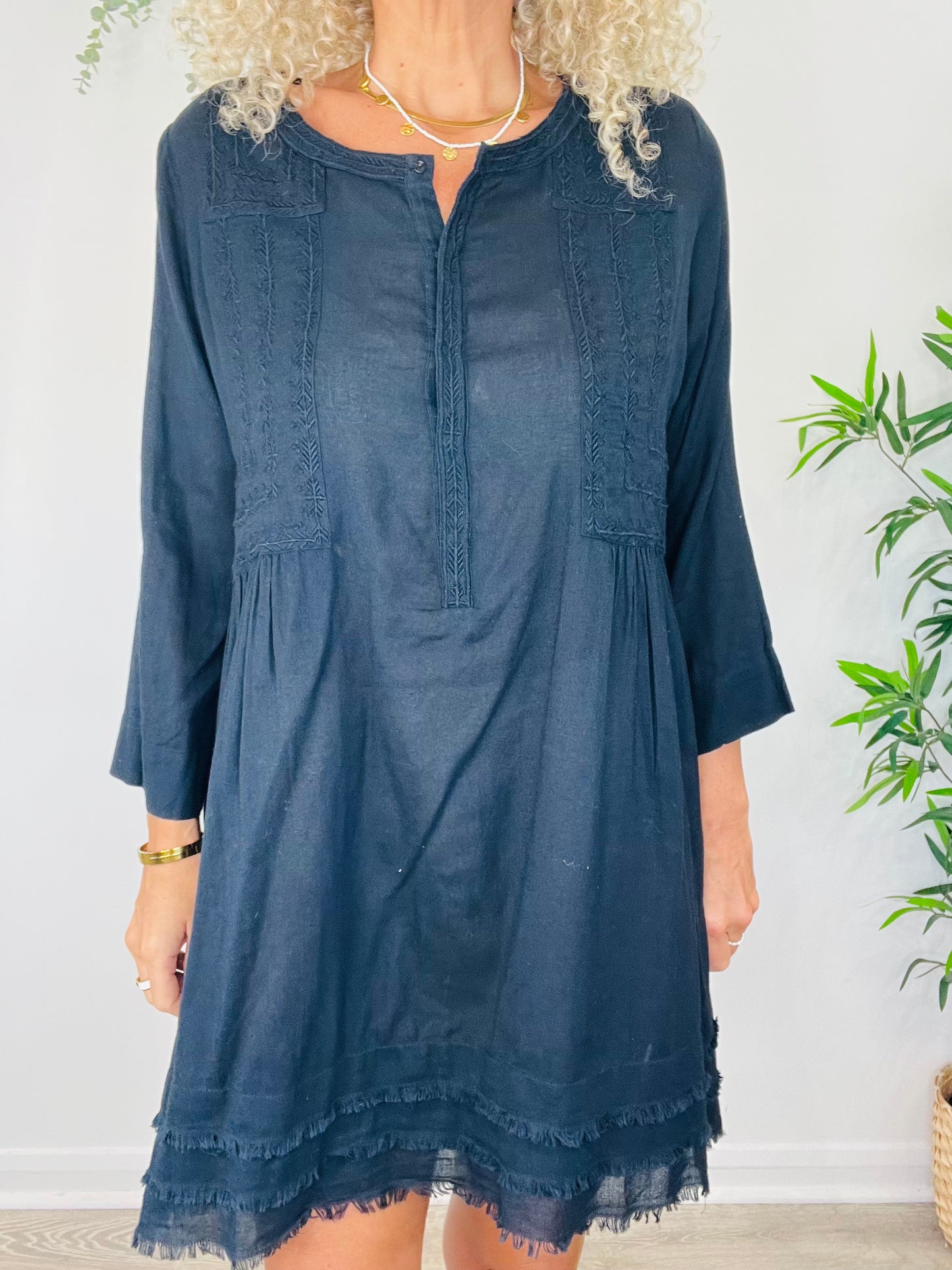 Short Embroidered Dress - O/S
