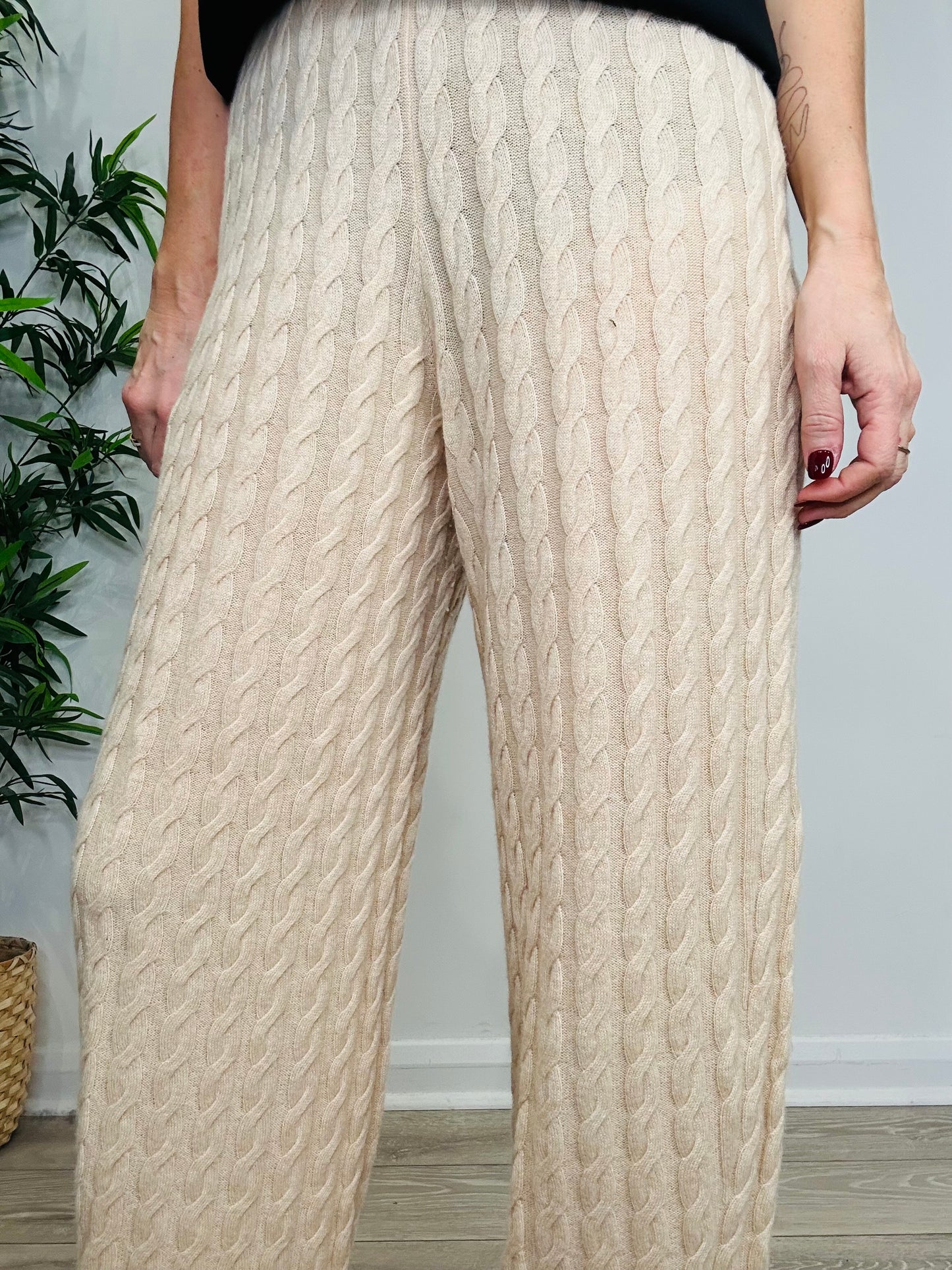 Cable Knit Cashmere Trousers - Size L