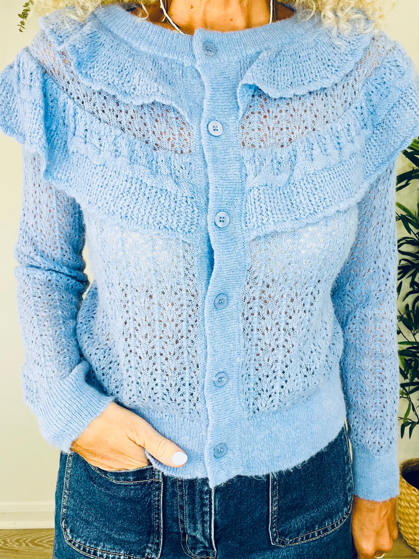 Frill Cardigan - Size S