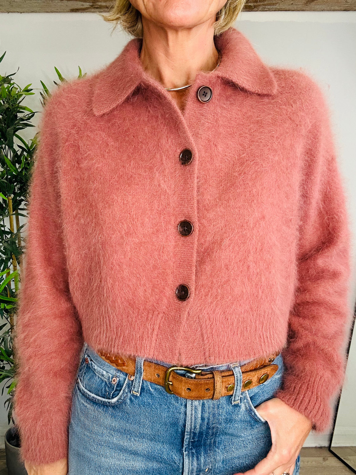 Angora Cropped Cardigan - Size 1