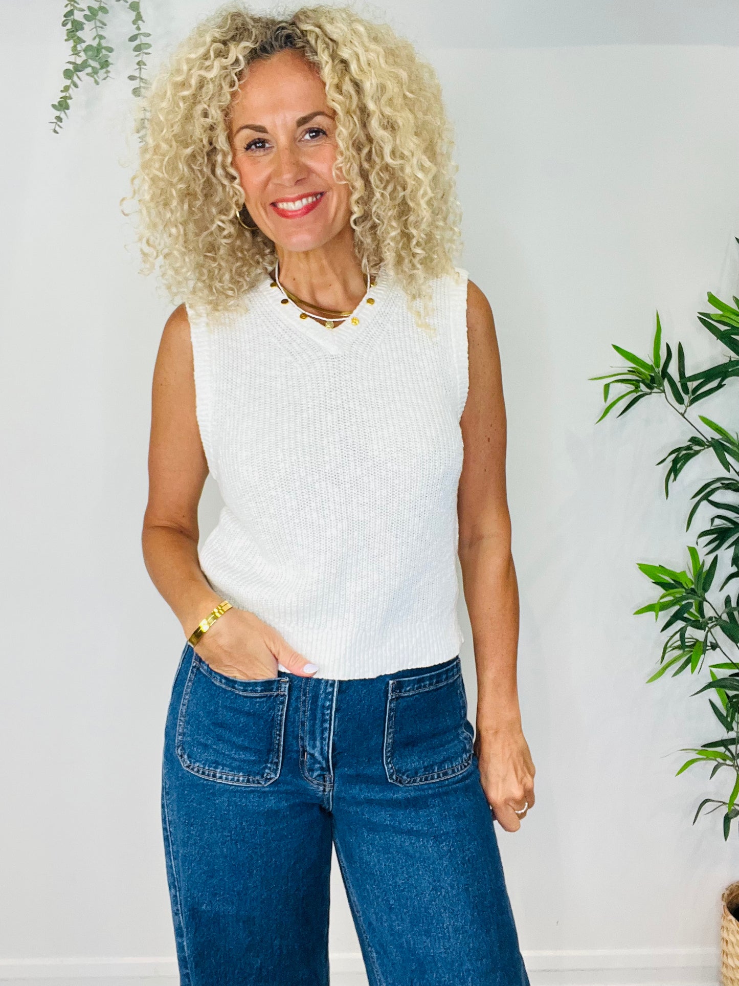 Linen Knit Vest - Size XS
