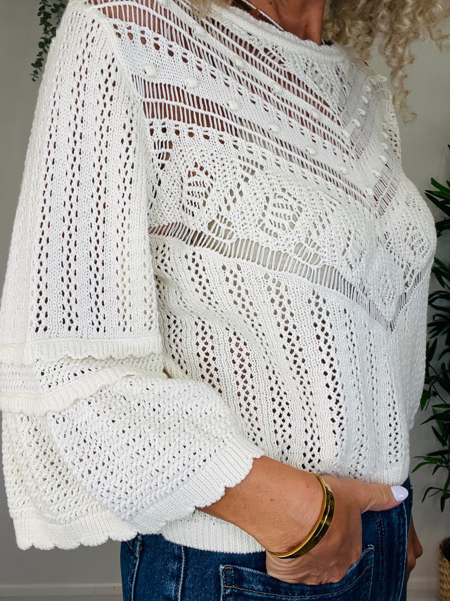 Crochet Knit Jumper - Size M