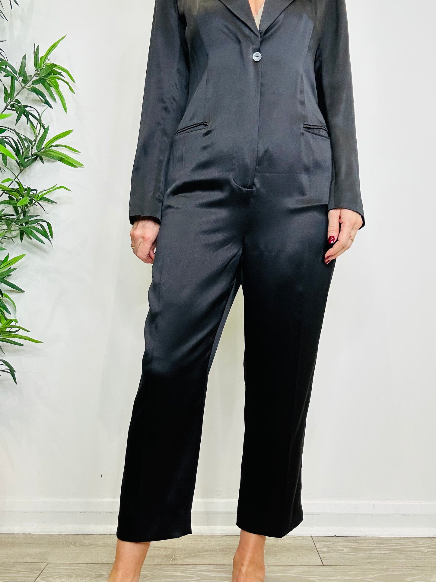 Silk Tuxedo Jumpsuit - Size 12