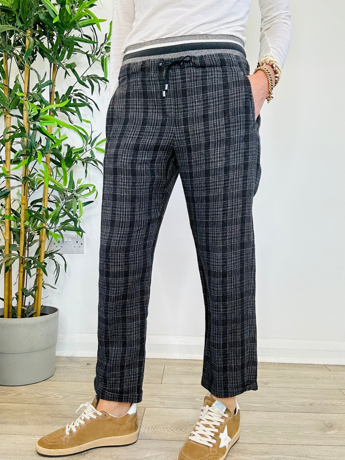 Check Linen Trousers - Size 40IT