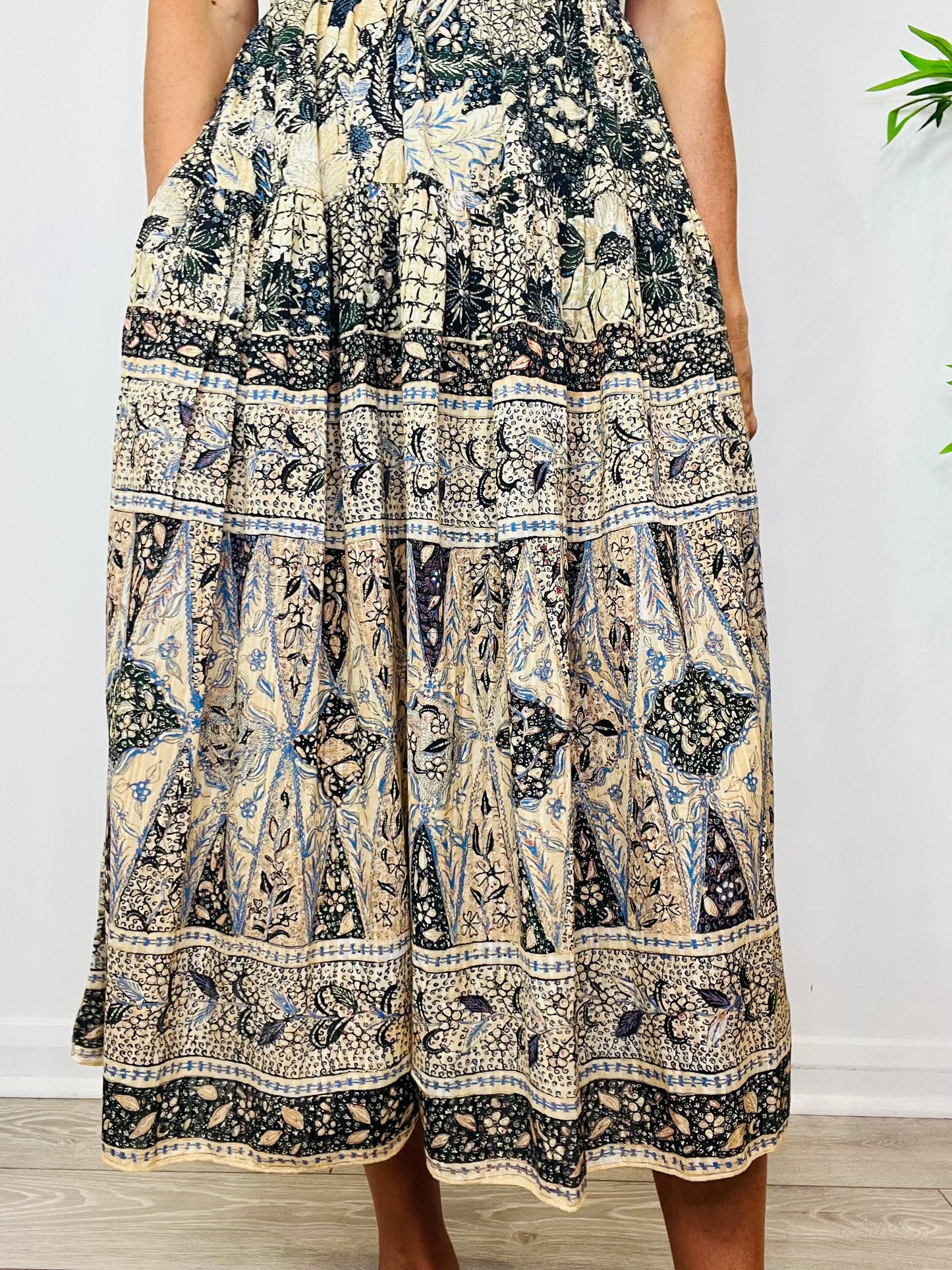 Patterned Midi Dress - Size 2