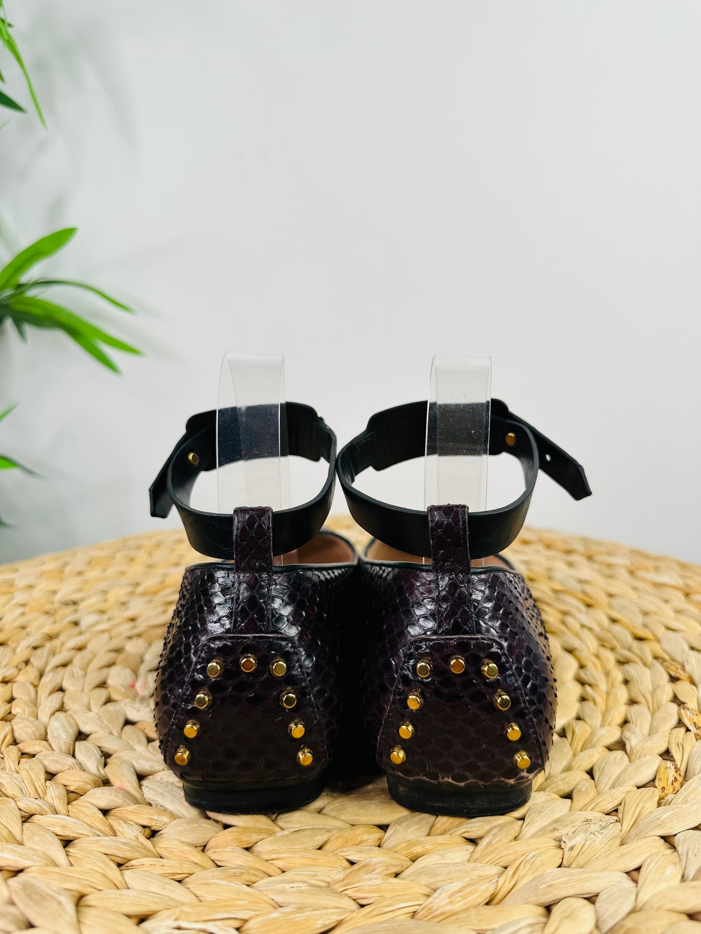 Snakeskin Leather Flats - Size 38