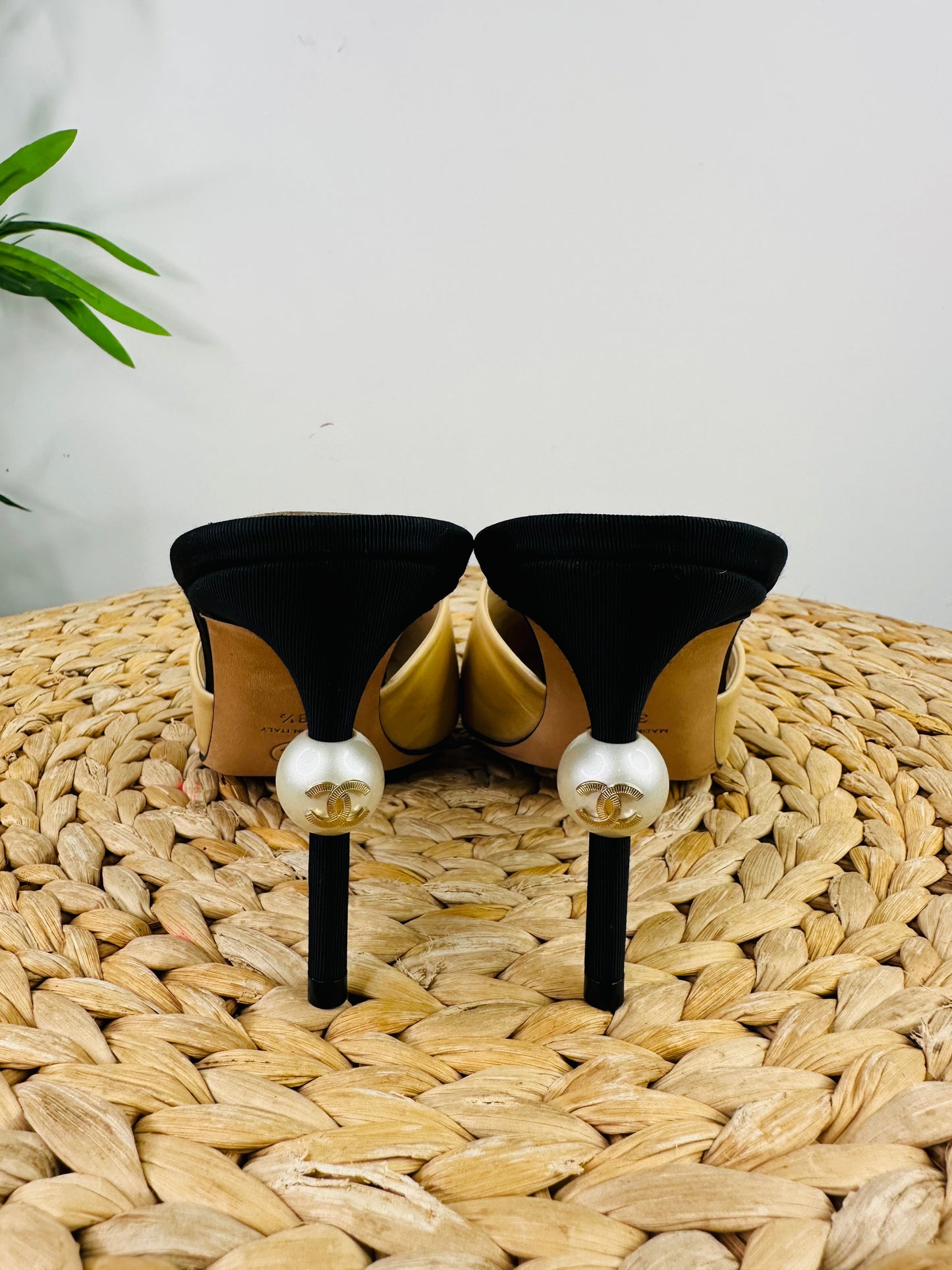 Pearl Detail Leather Mules - Size 38.5