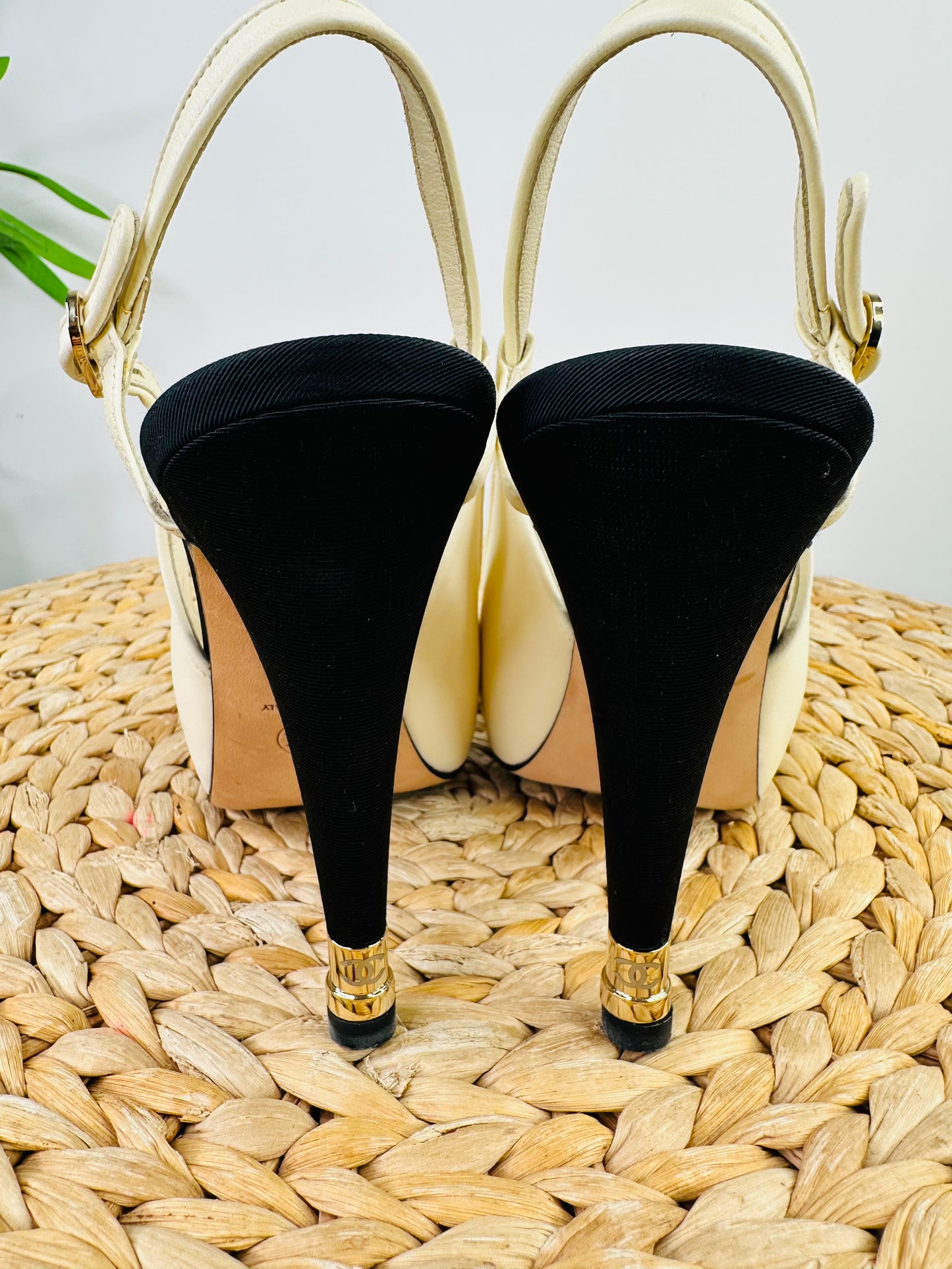 Leather Platform Slingback Heels - Size 39