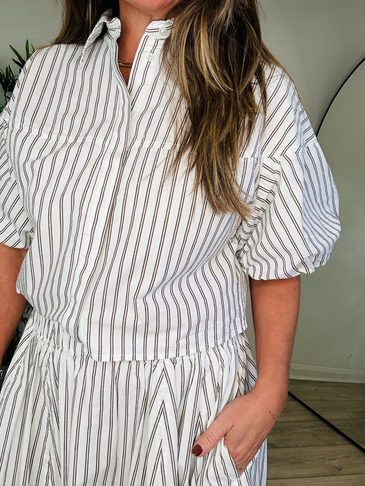 Striped Blouse & Skirt Set - Size XS