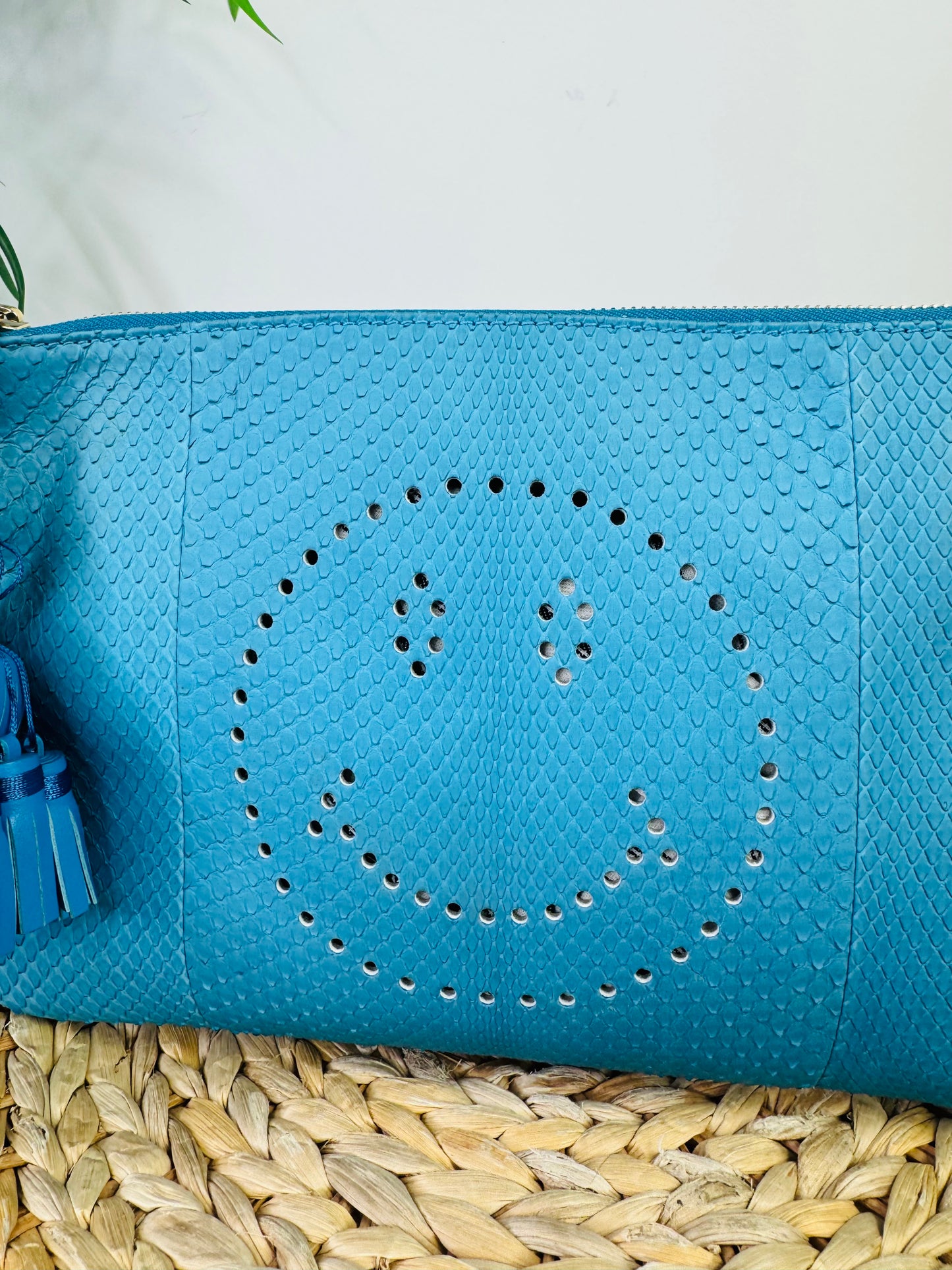 Snakeskin Smiley Face Clutch