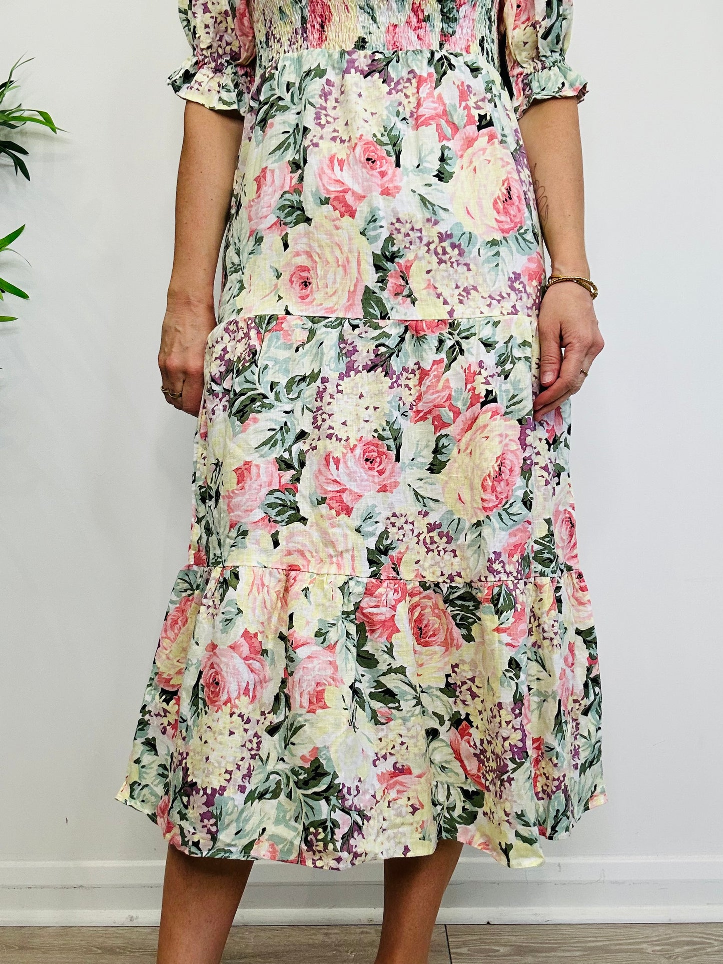 Floral Linen Dress - Size S
