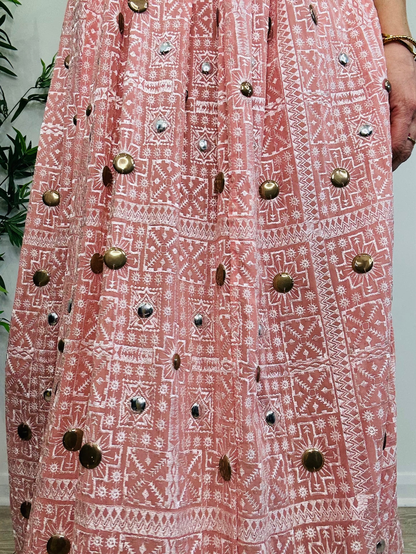 Embroidered Maxi Dress - Size XS