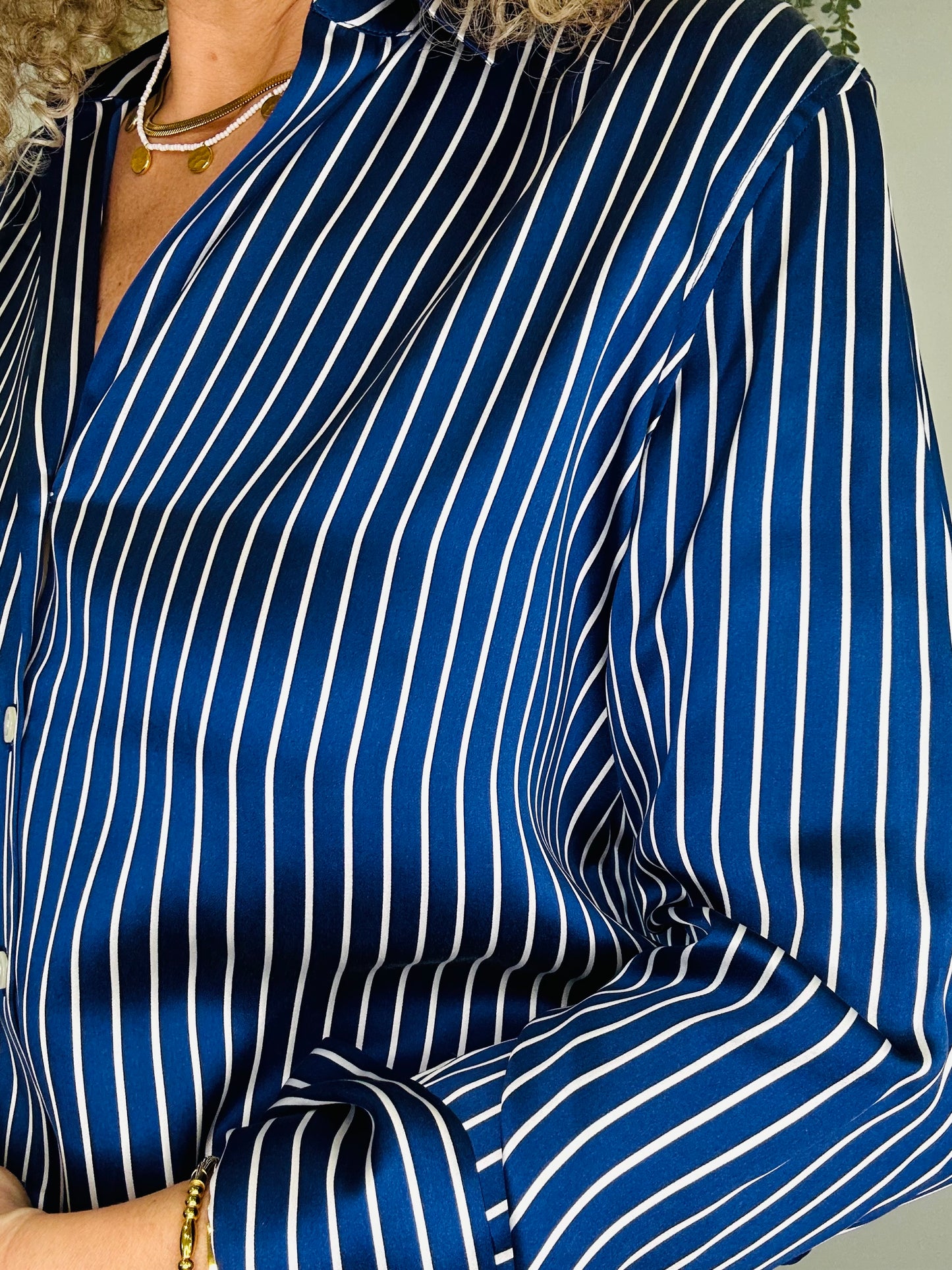 Striped Silk Shirt - Size S