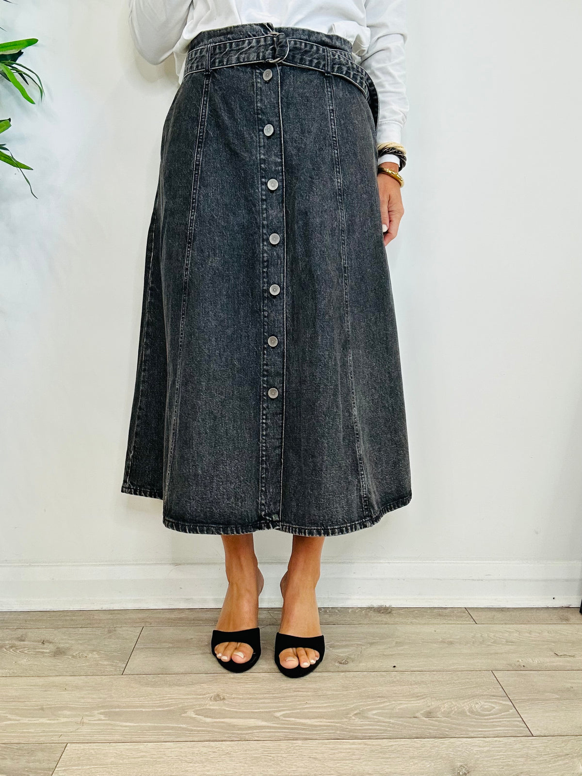 Denim Midi Skirt - Size 38