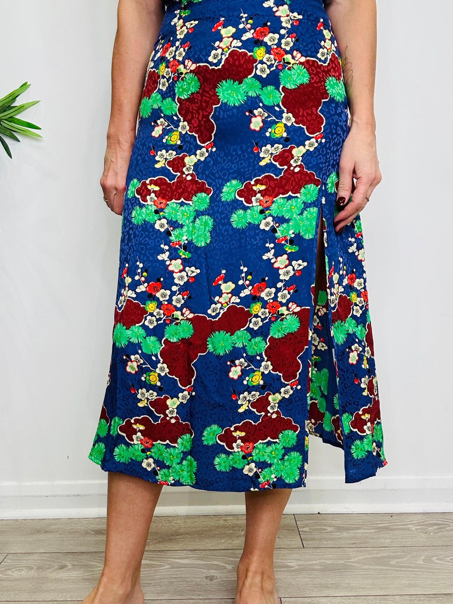 Silk Floral Dress - Size S