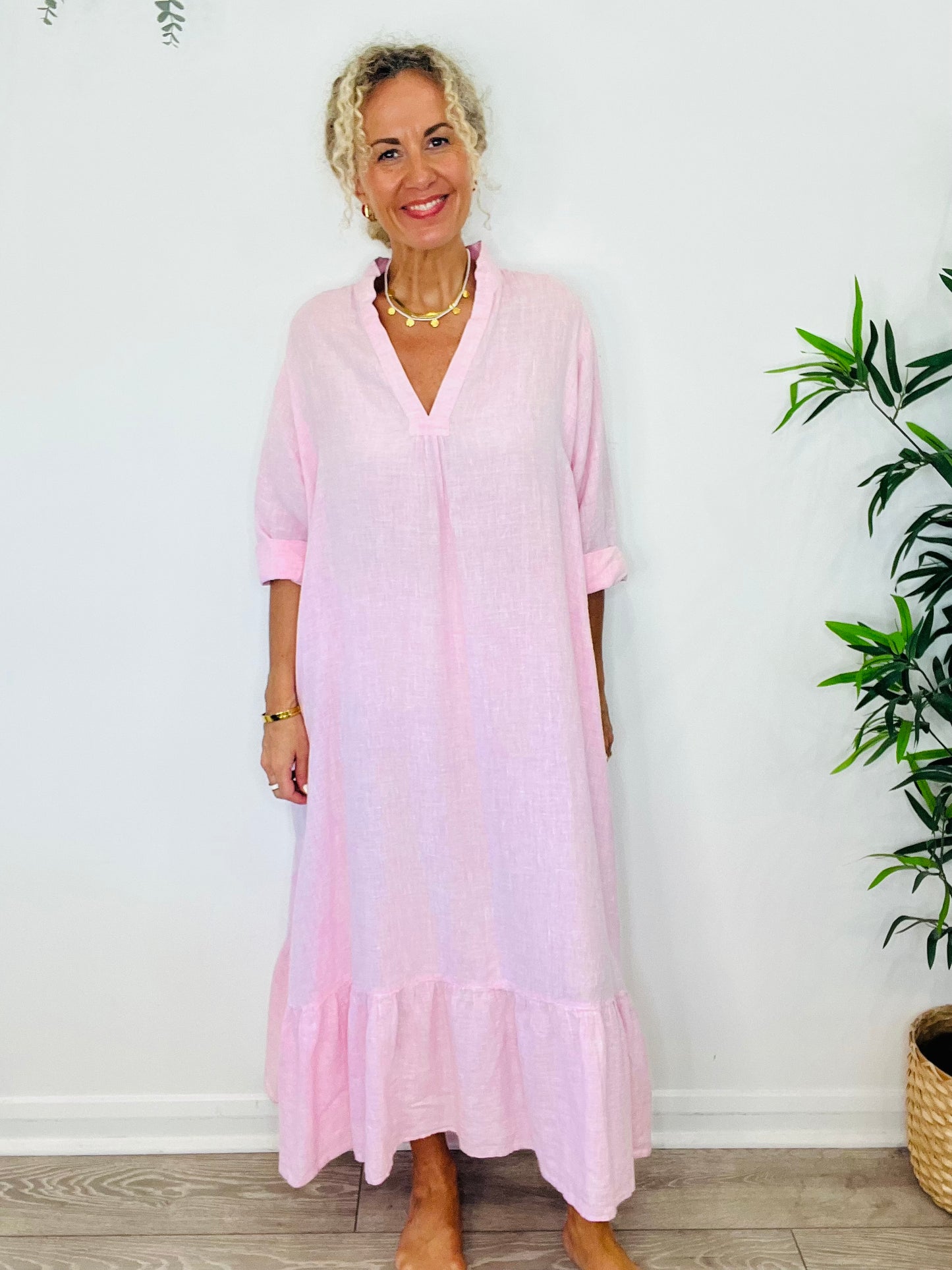 Linen Maxi Dress - Size M