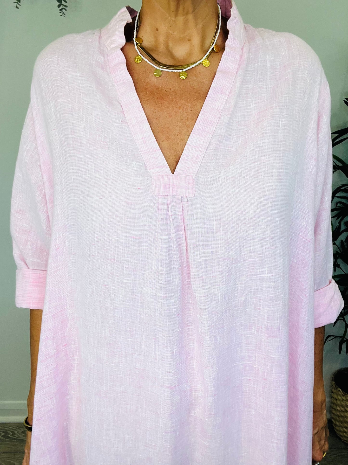 Linen Maxi Dress - Size M