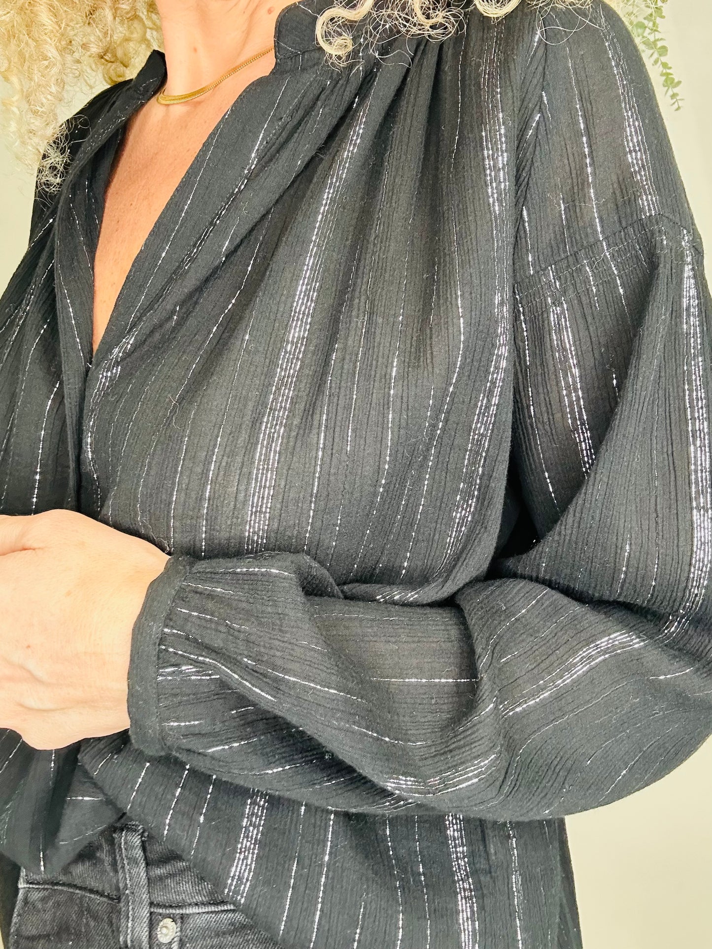 Metallic Striped Blouse - Size S