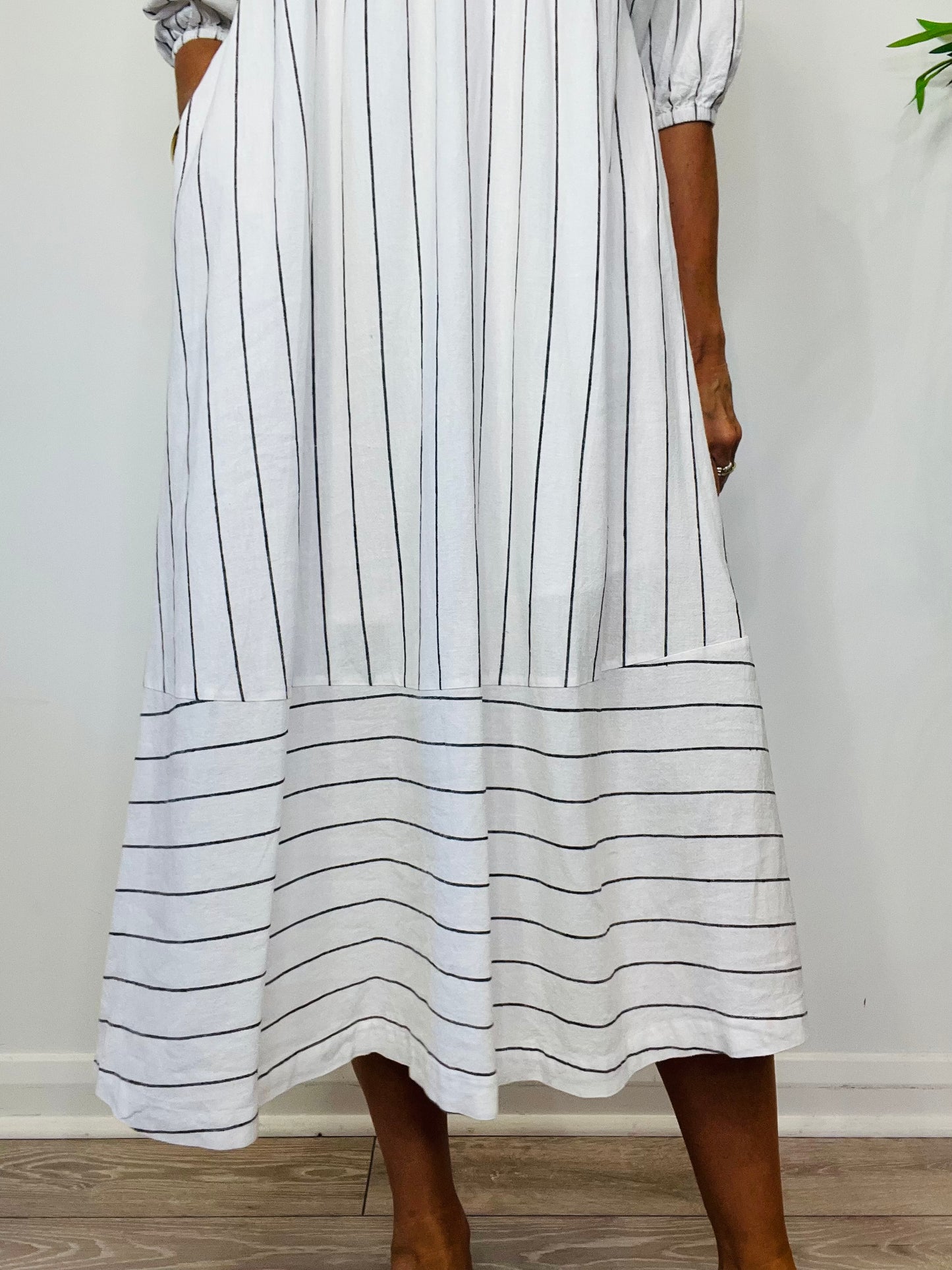 Striped Linen Dress - Size 8