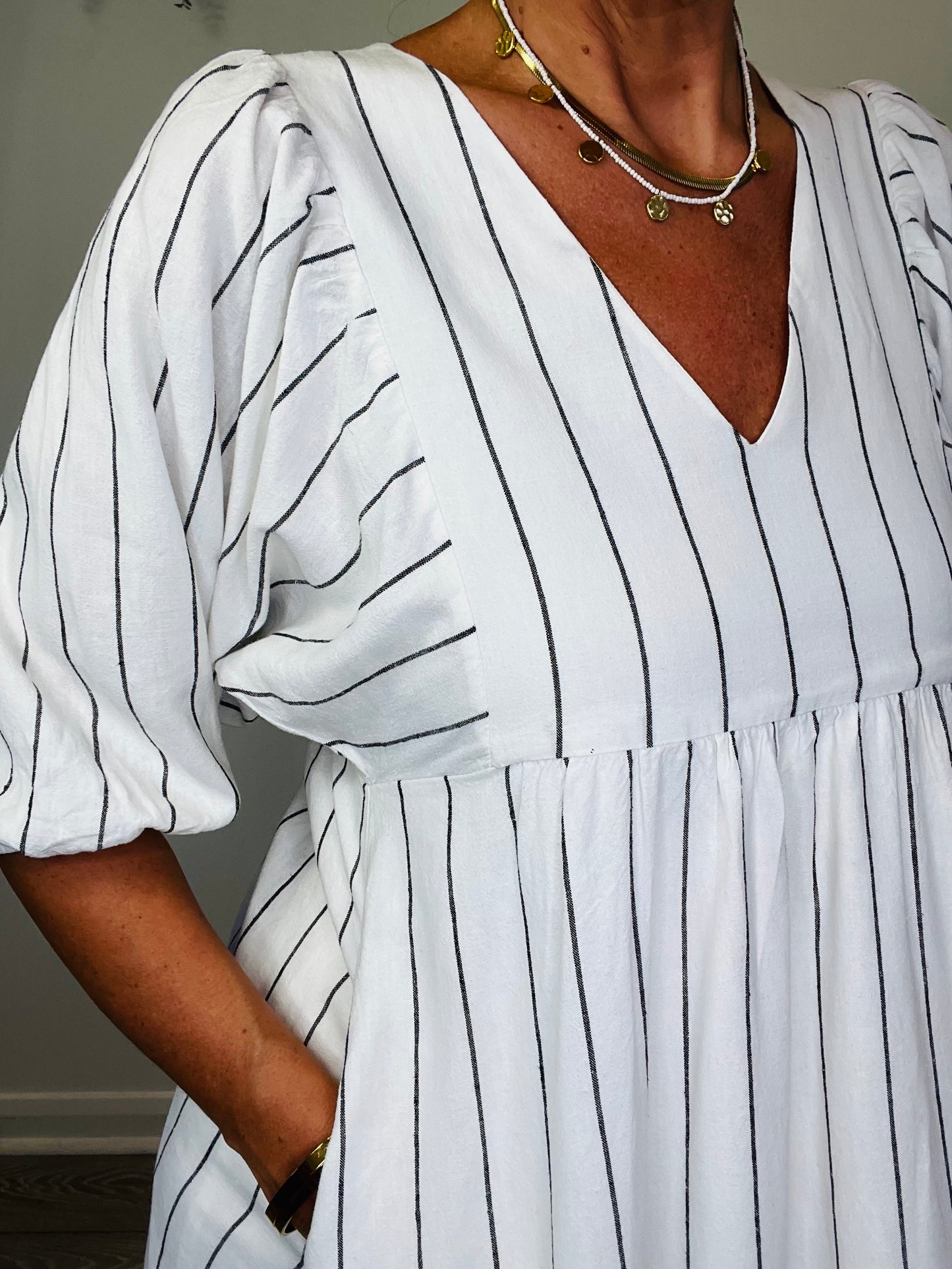 Striped Linen Dress - Size 8