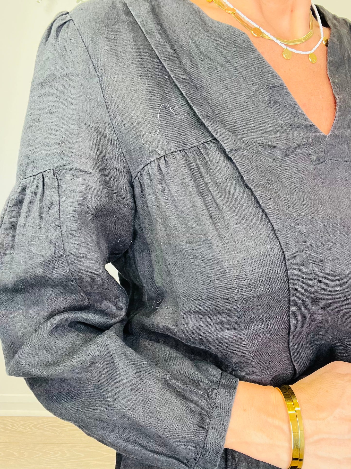 Linen Midi Dress - Size 36