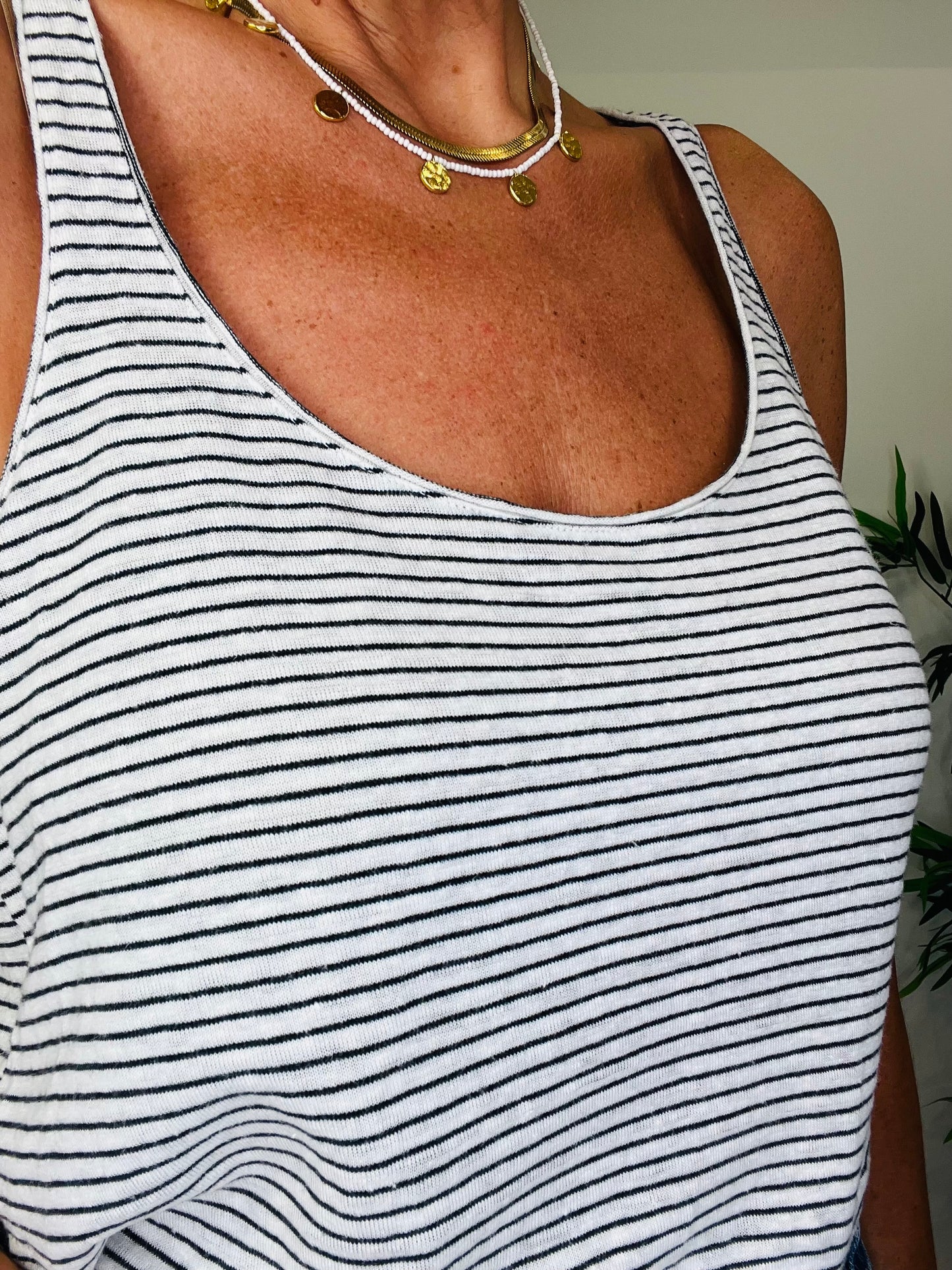 Striped Linen Vest - Size M