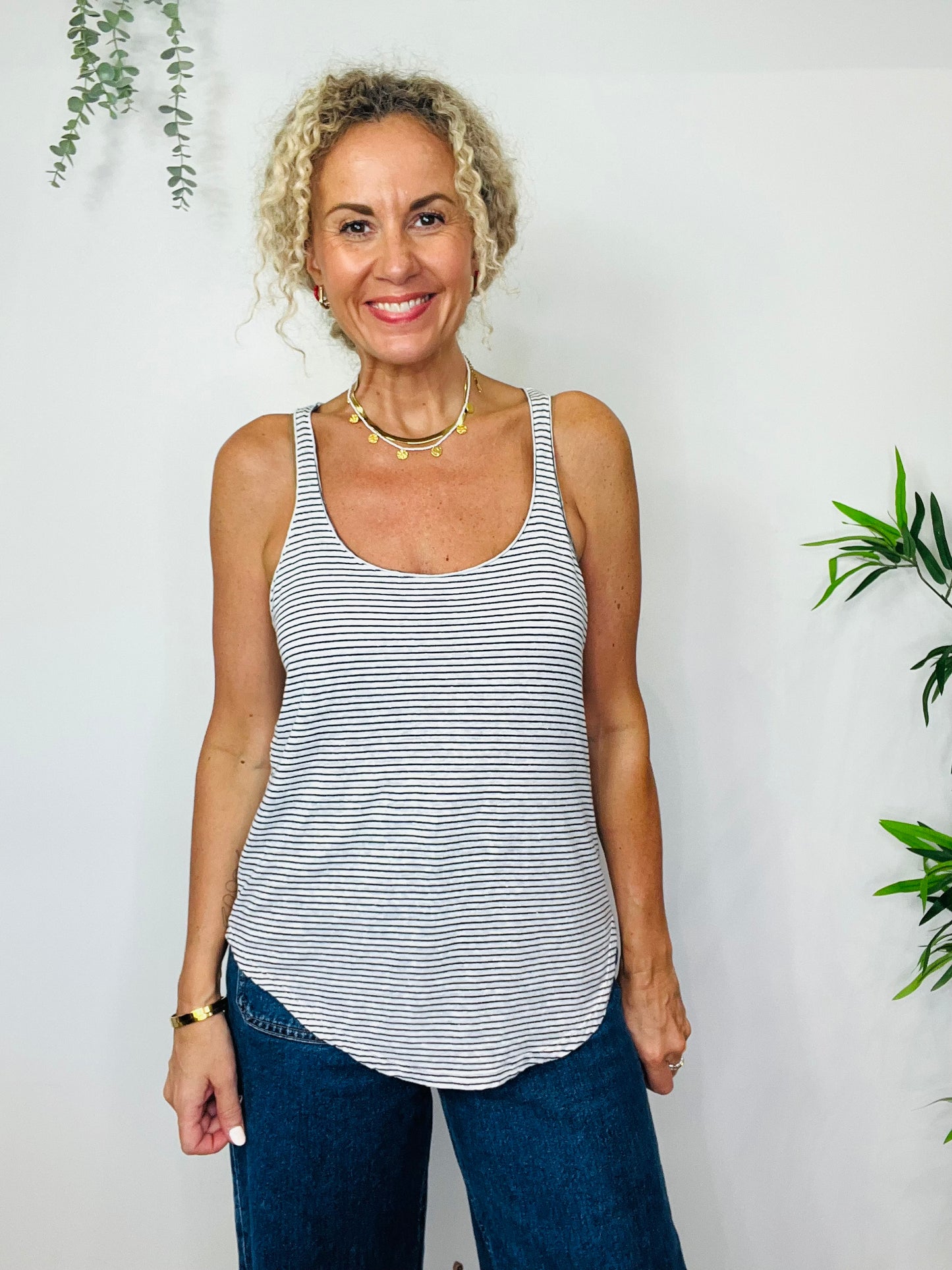 Striped Linen Vest - Size M