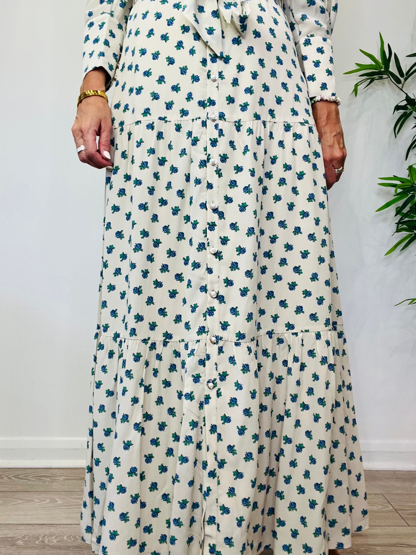 Floral Silk Maxi Dress - Size 10