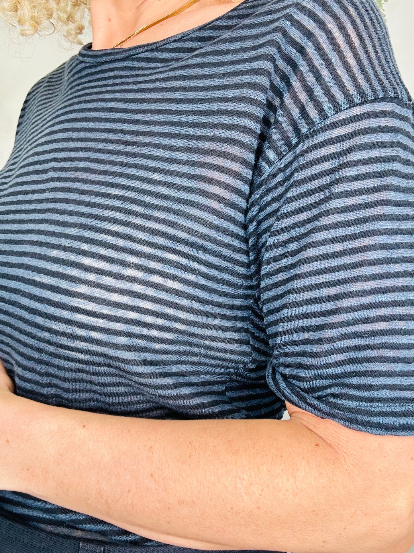 Striped Linen Tee - Size XS