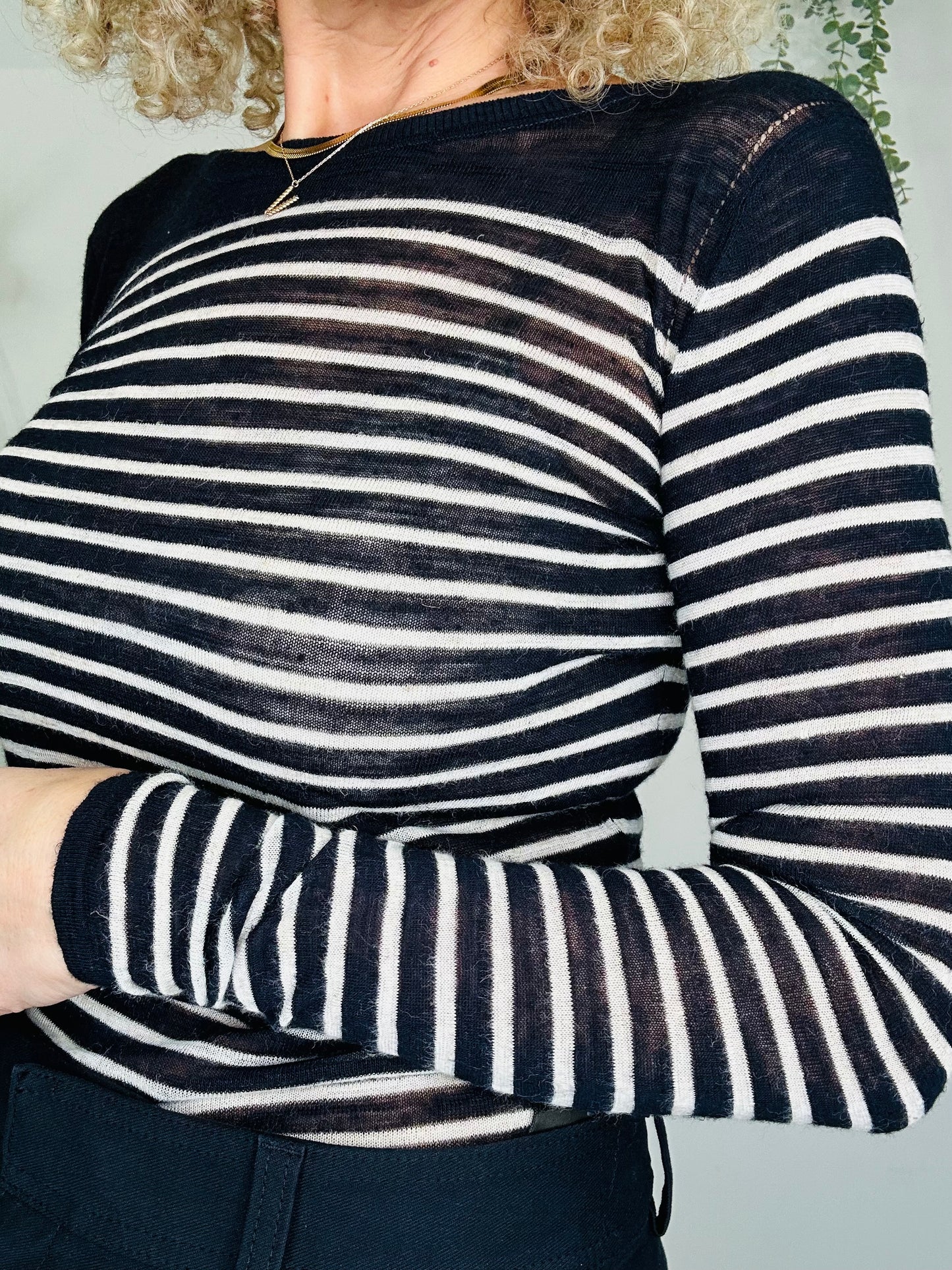 Striped Linen Top - Size 38