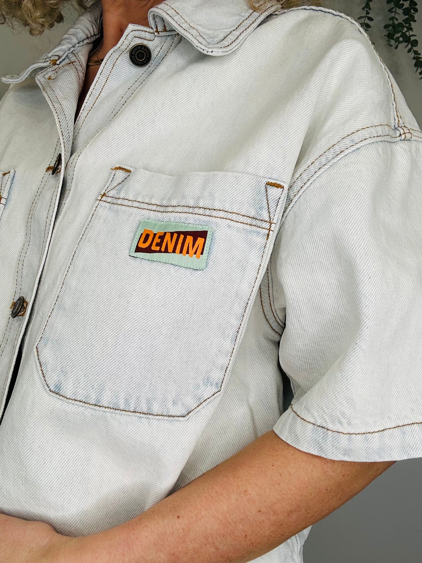 Cropped Denim Shirt - Size S