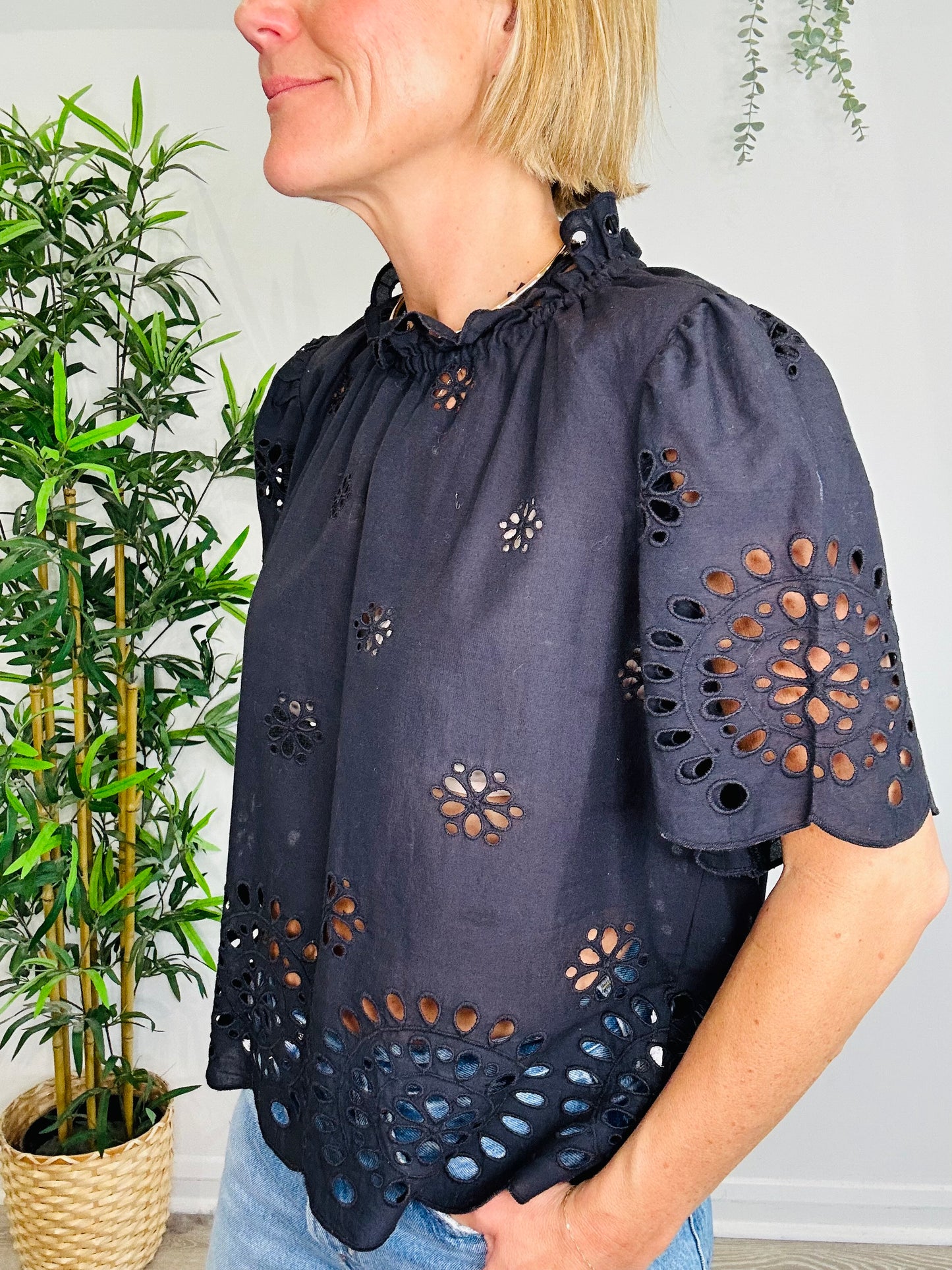 Darlene Broderie Blouse - Size 38