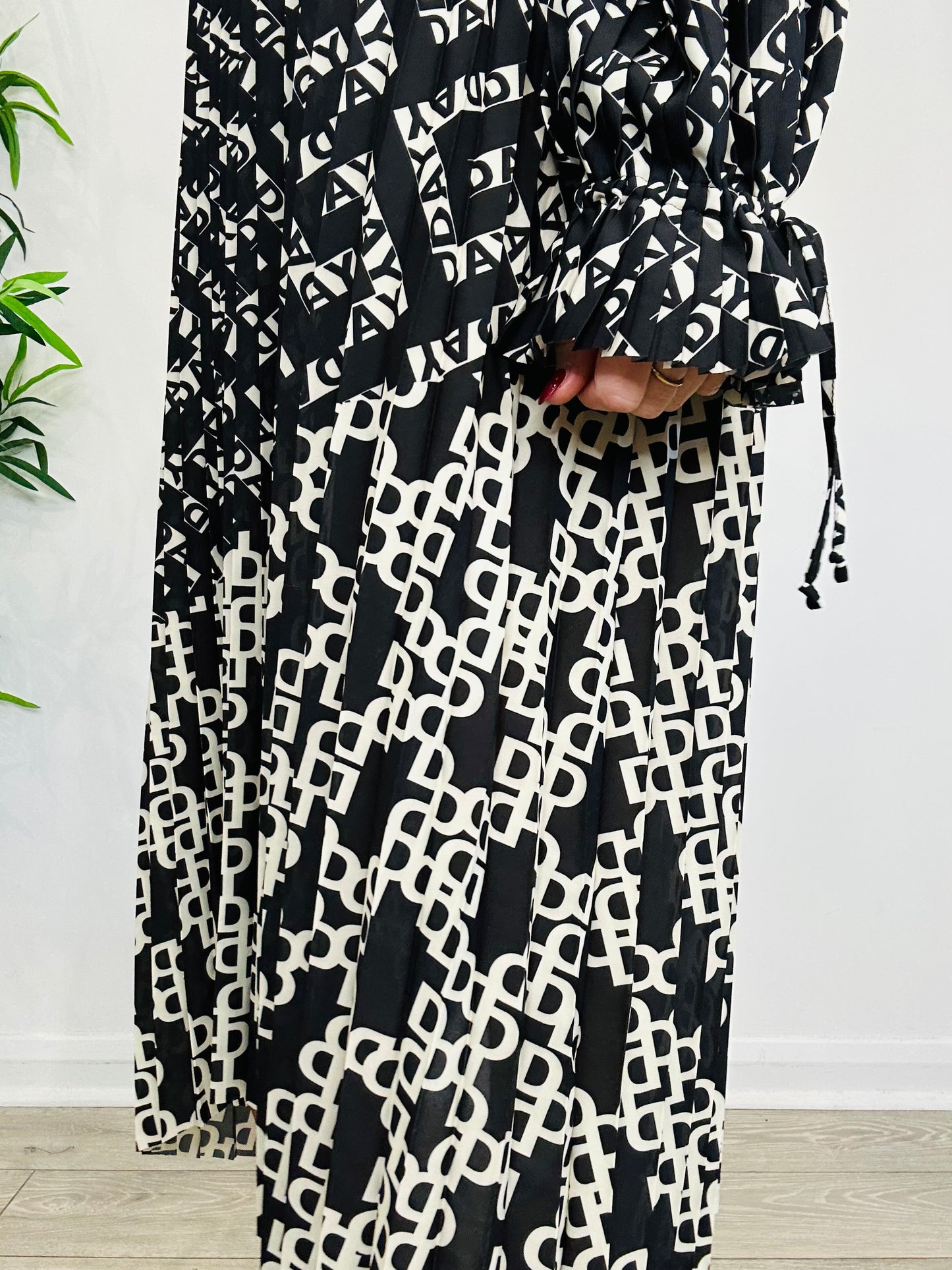 Pleated Logo Dress - Size 40