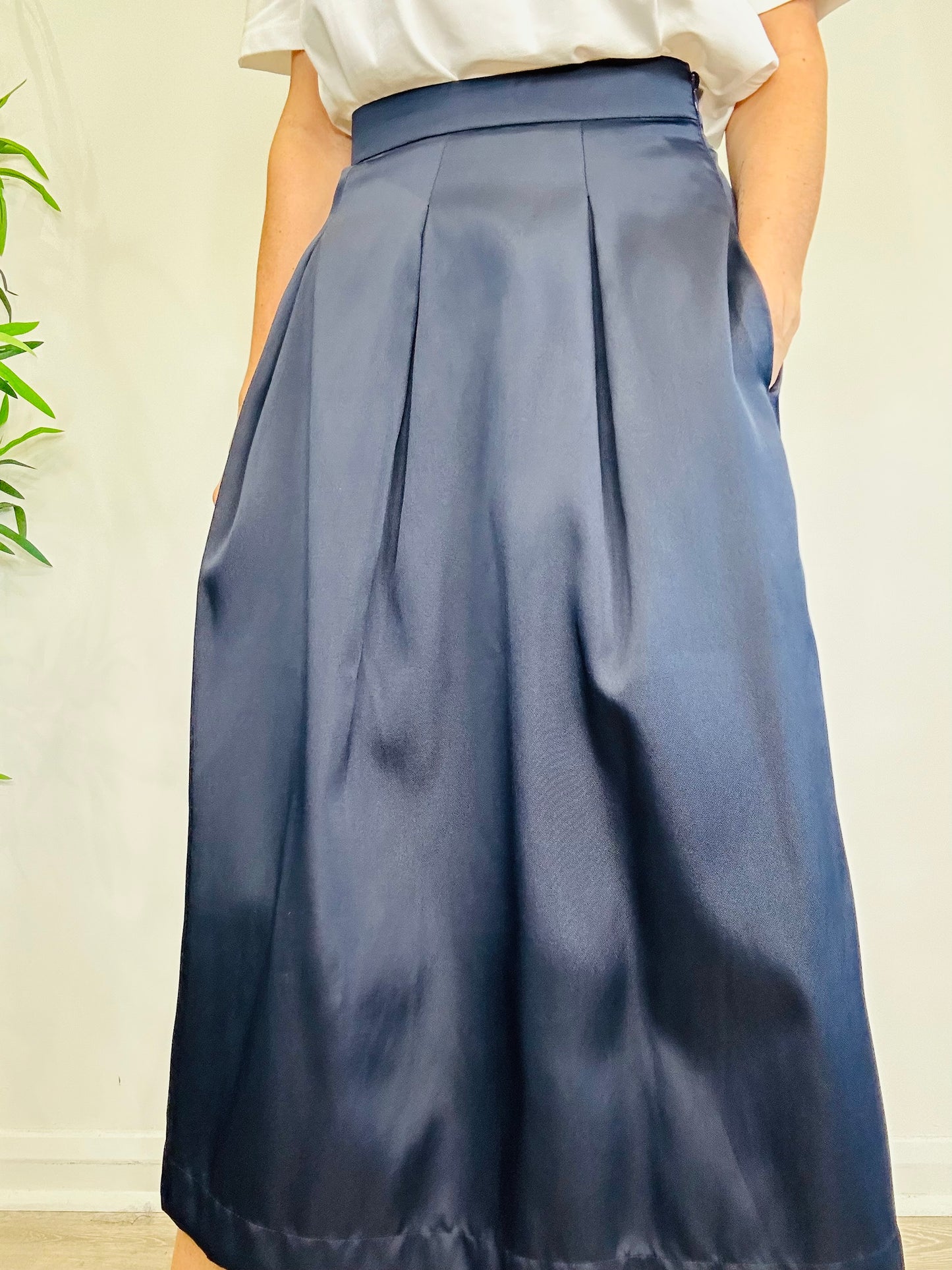 Navy Midi Skirt - Size 2