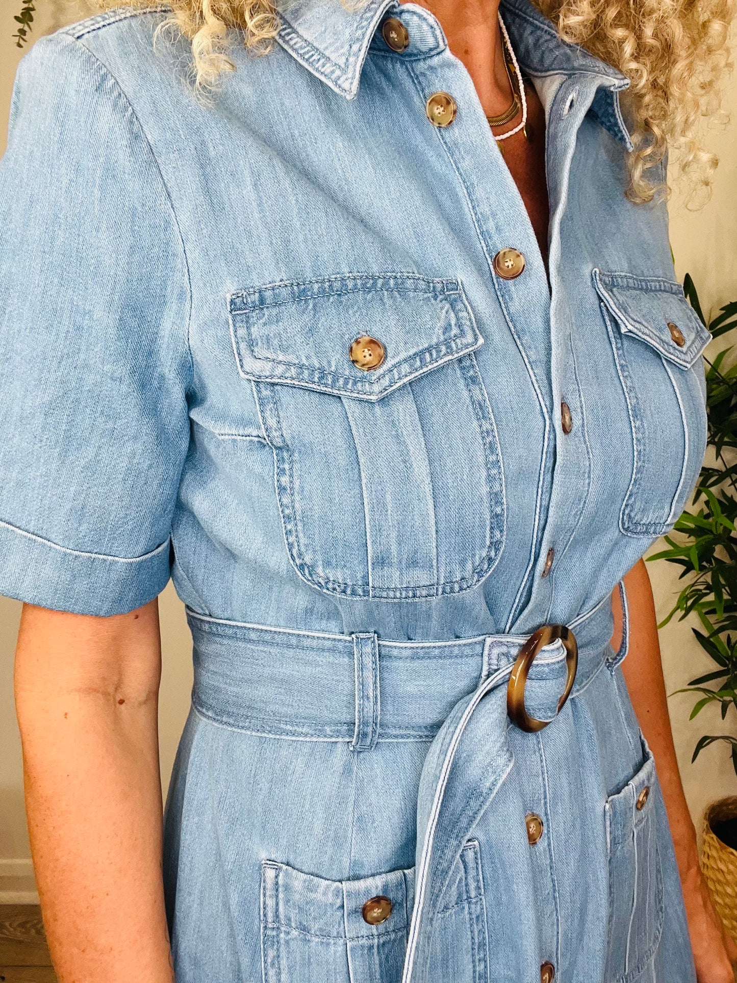 Denim Shirt Dress - Size 38