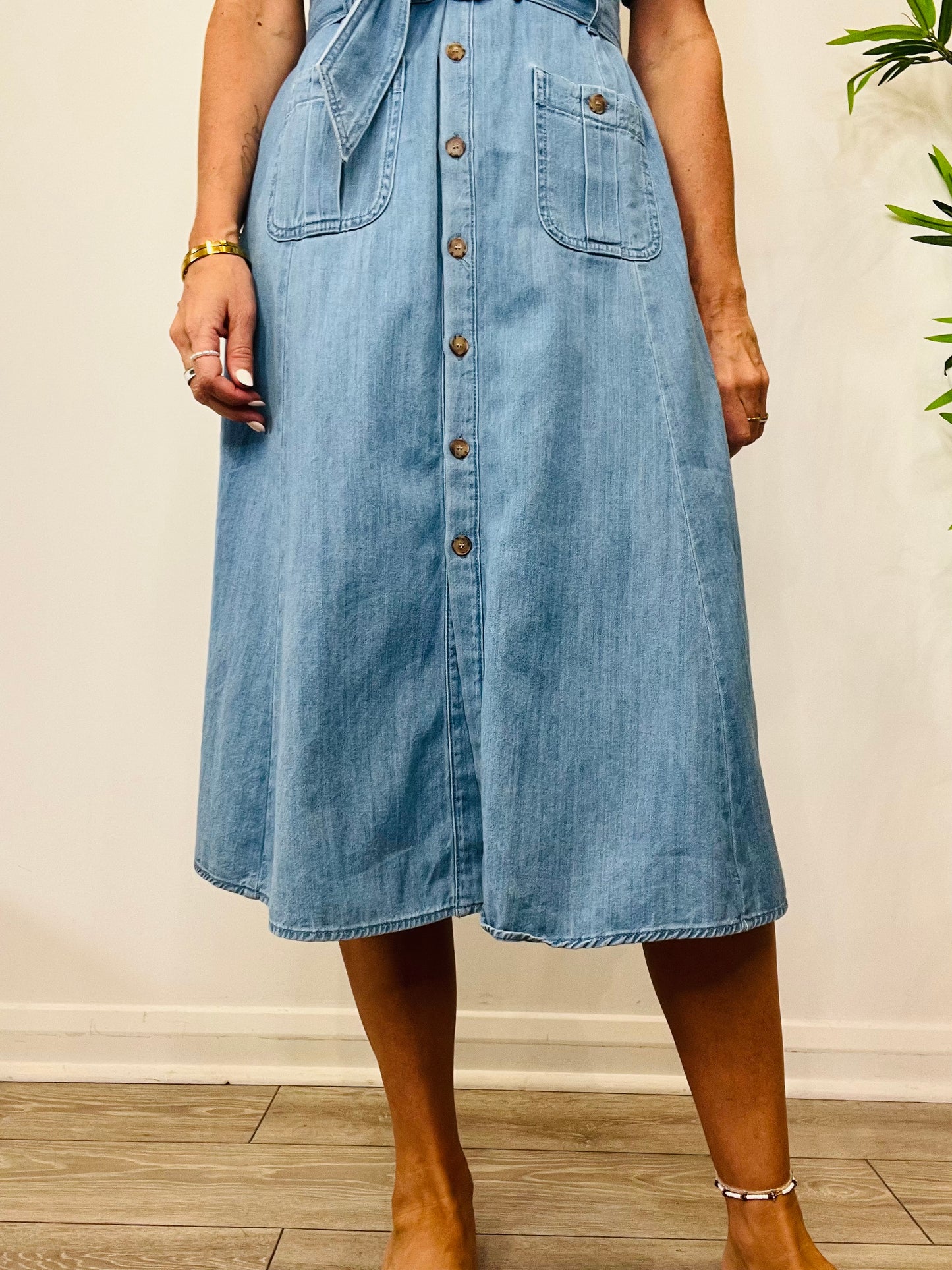 Denim Shirt Dress - Size 38
