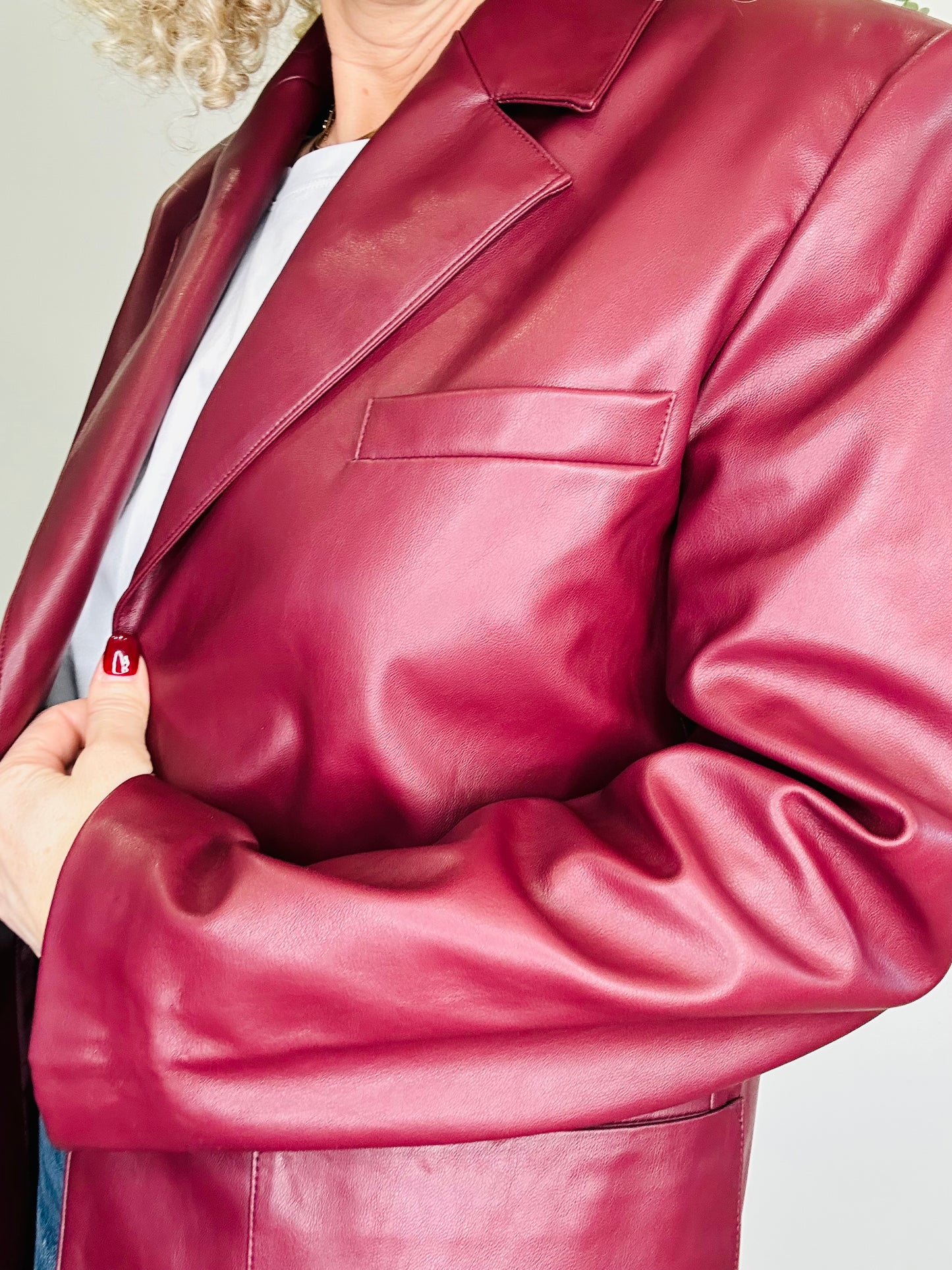 Faux Leather Blazer - Size 8