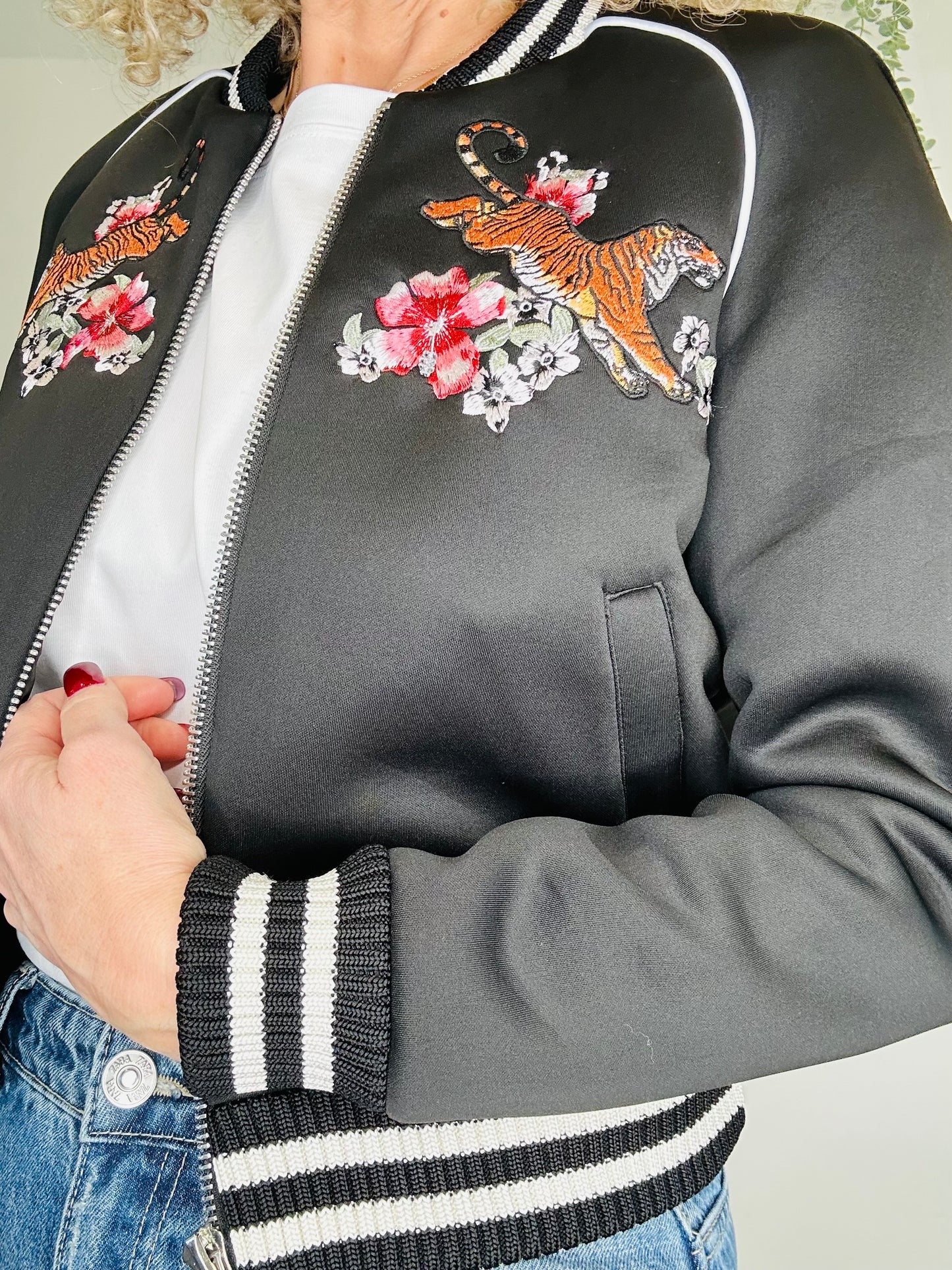 Embroidered Bomber Jacket - Size 40