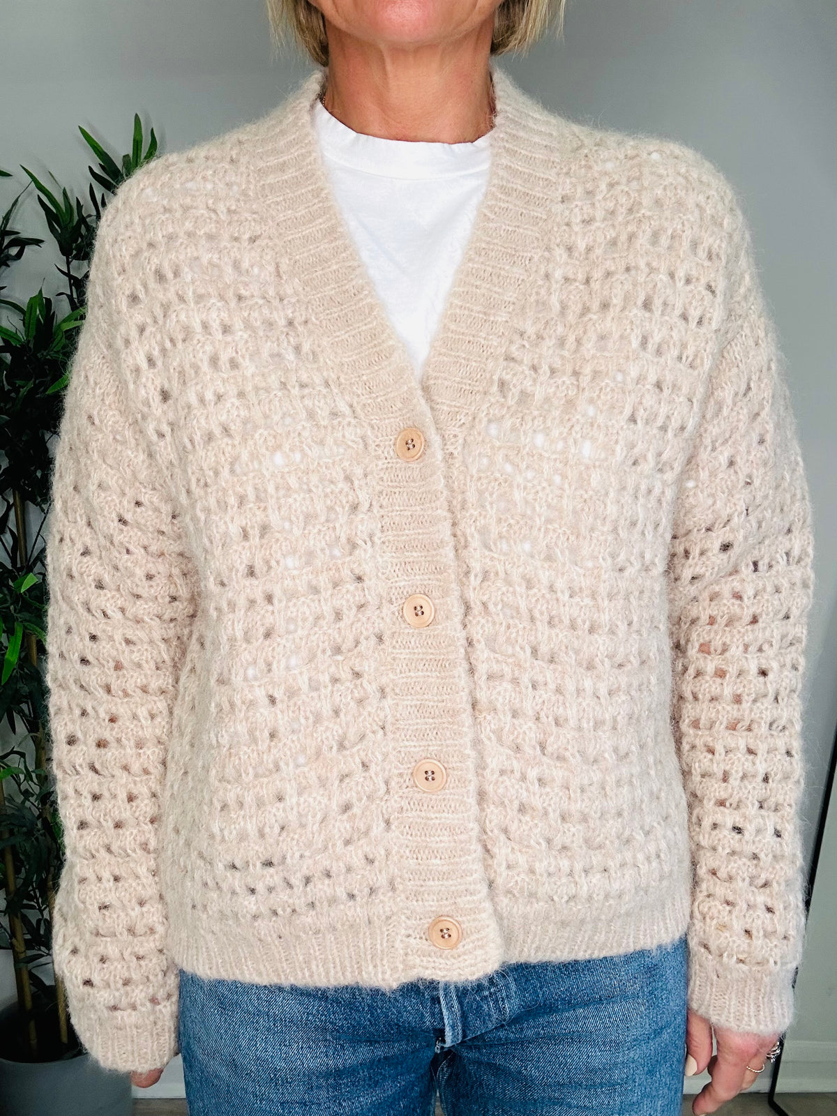 Open Knit Cardigan - Size S
