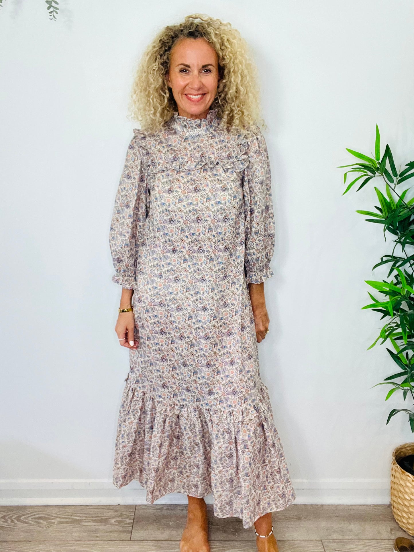 Floral Cotton Maxi Dress - Size 8