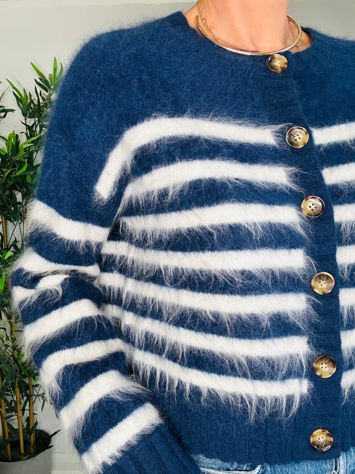 Striped Cashmere Cardigan - Size S