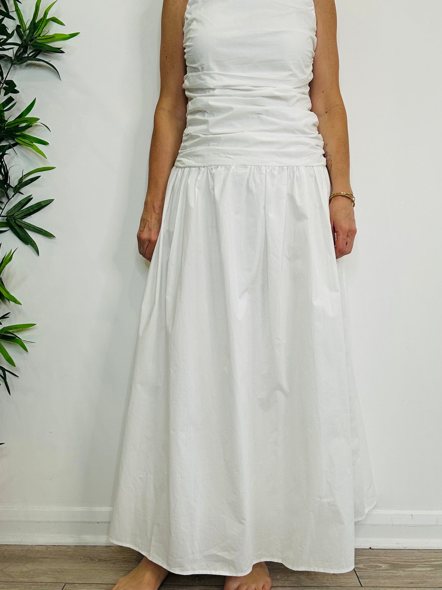 Ruched Cotton Maxi Dress - Size 12