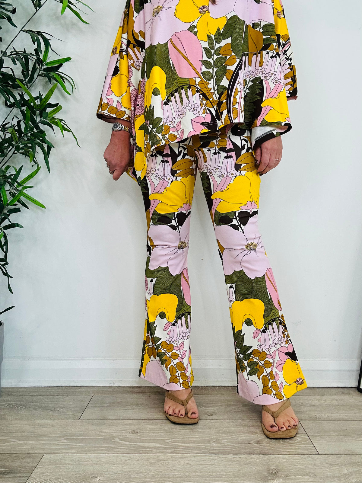 Floral Print Top & Trouser Set - Size XS