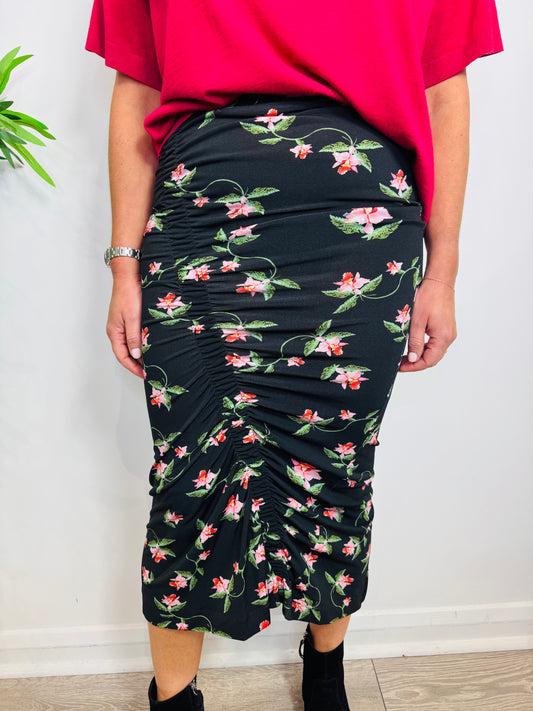 Ruched Floral Skirt - Size S